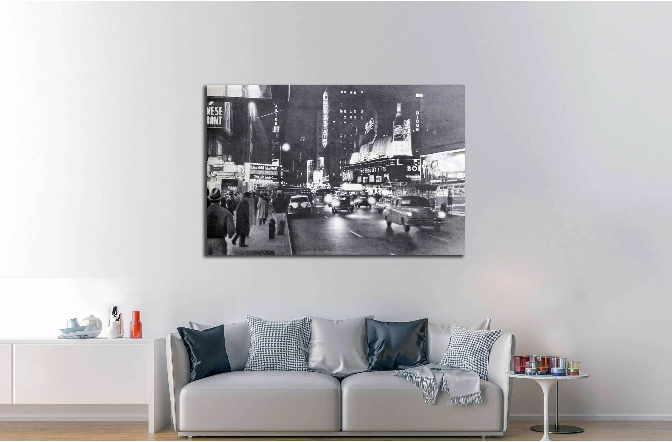 Ogoniok shows old photo of Broadway in New York made by U. №2601 Ready to Hang Canvas Print - Zellart Canvas Prints 0_NY_ART, ALL_Products, s-2601