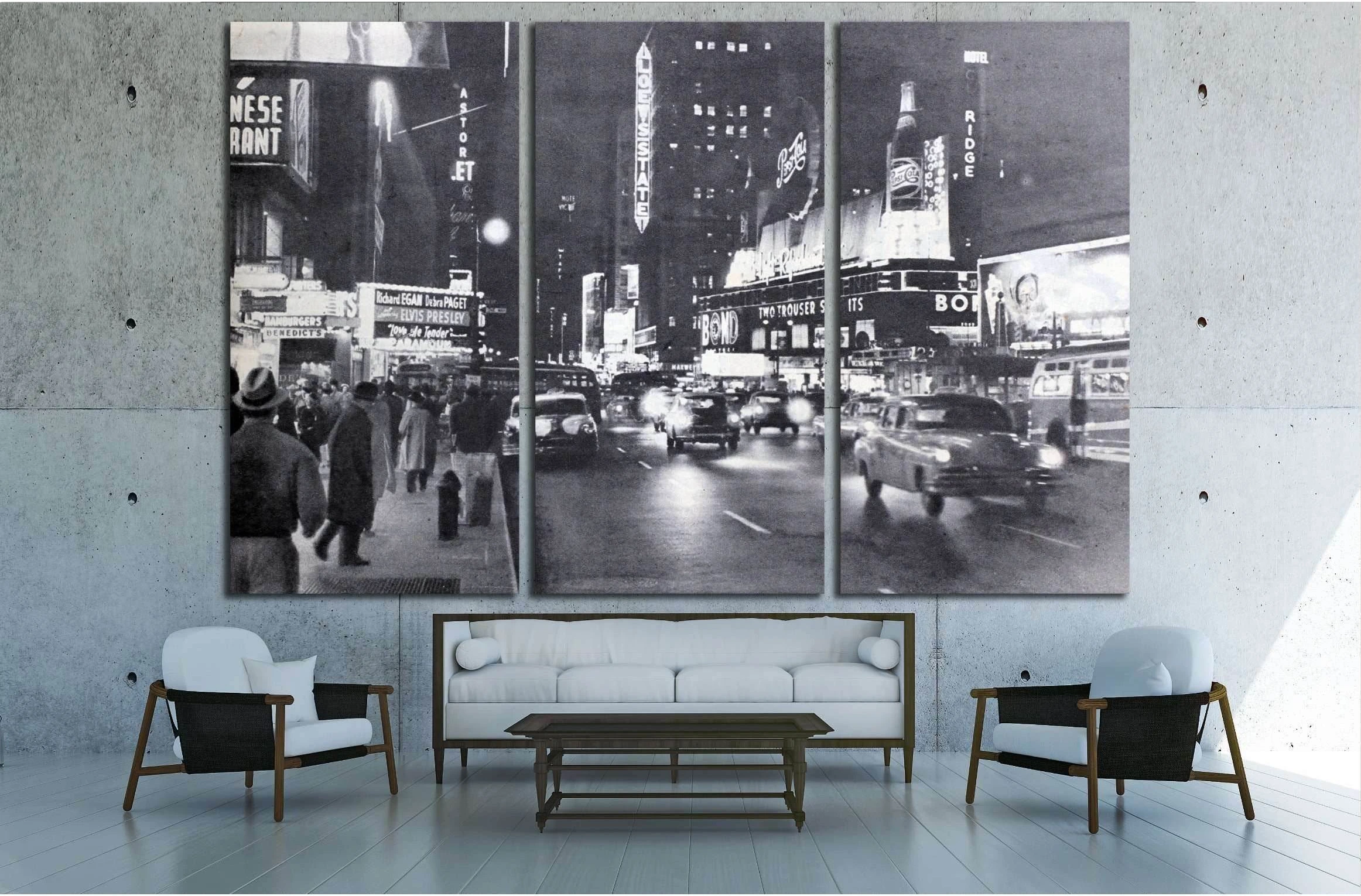 Ogoniok shows old photo of Broadway in New York made by U. №2601 Ready to Hang Canvas Print - Zellart Canvas Prints 0_NY_ART, ALL_Products, s-2601