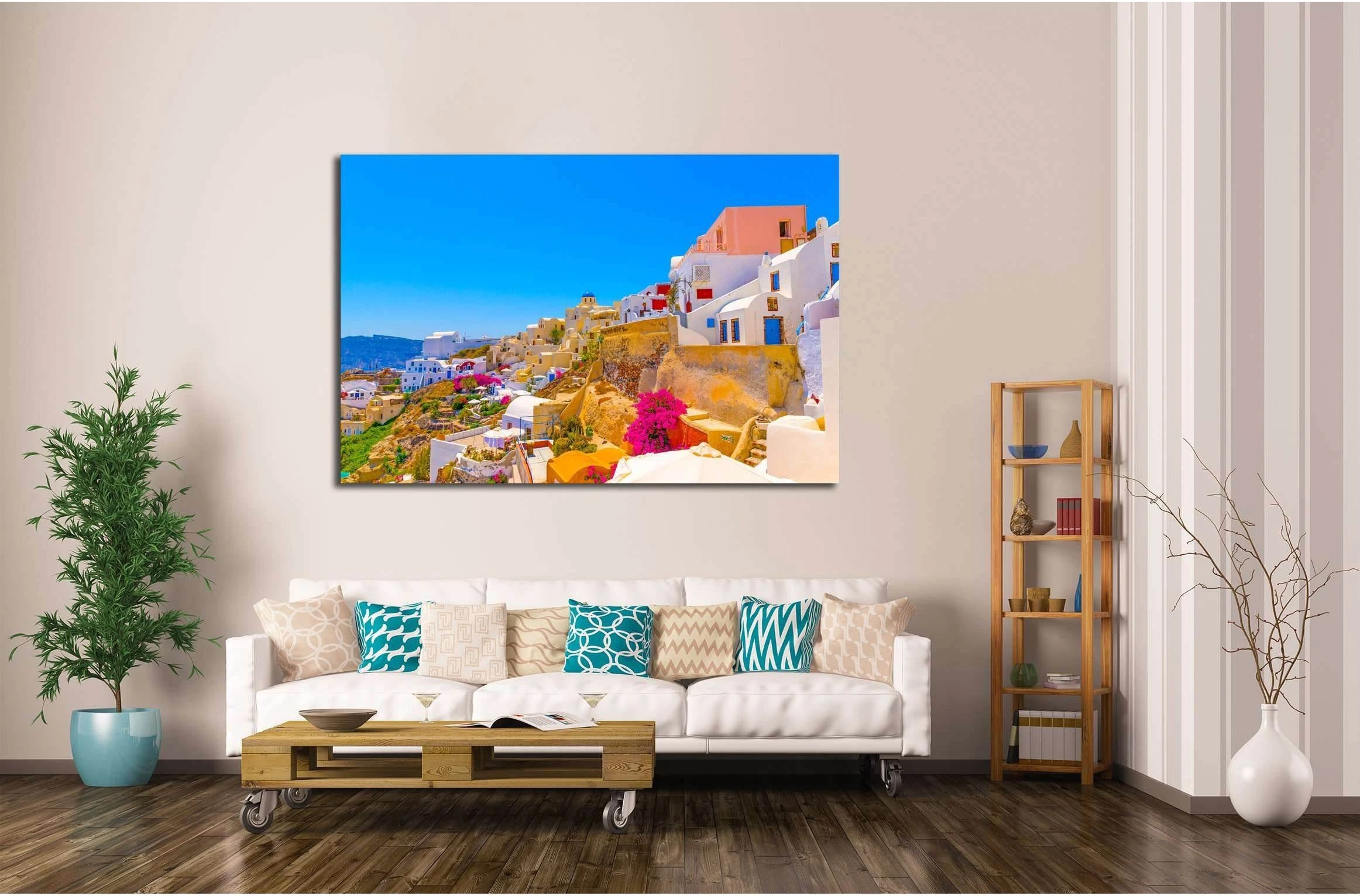 Oia is the most beautiful village of Santorini island in Greece №2640 Ready to Hang Canvas Print - Zellart Canvas Prints ALL_Products, s-2640