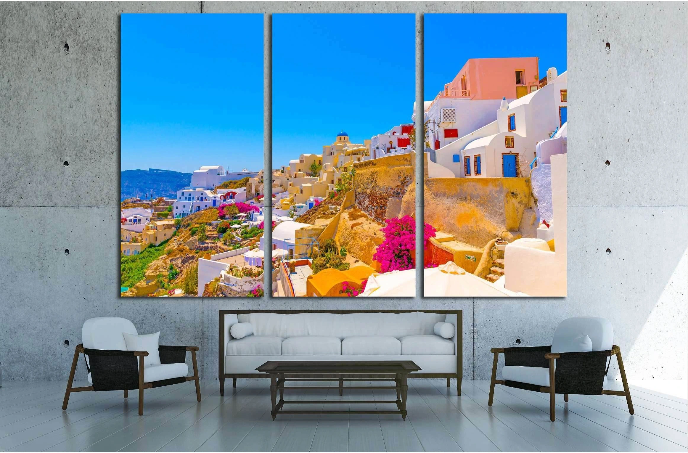 Oia is the most beautiful village of Santorini island in Greece №2640 Ready to Hang Canvas Print - Zellart Canvas Prints ALL_Products, s-2640