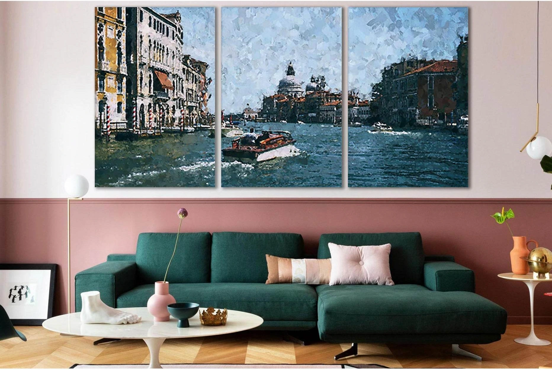 Oil Painting Boat Venice №SL566 Ready to Hang Canvas Print - Zellart Canvas Prints 0new, ALL_Products, Oil Painting Wall Art