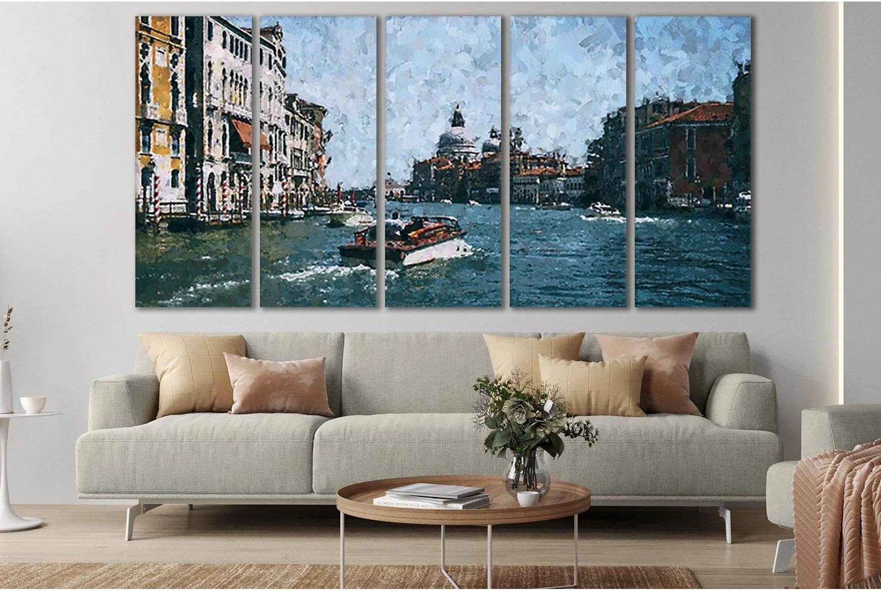 Oil Painting Boat Venice №SL566 Ready to Hang Canvas Print - Zellart Canvas Prints 0new, ALL_Products, Oil Painting Wall Art