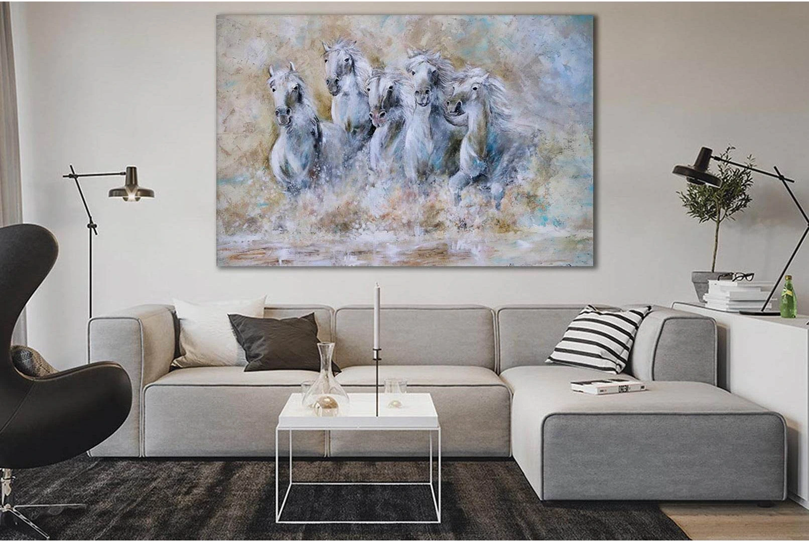 Oil Painting Horses №SL574 Ready to Hang Canvas Print - Zellart Canvas Prints 0new, ALL_Products, Horses, Oil Painting Wall Art