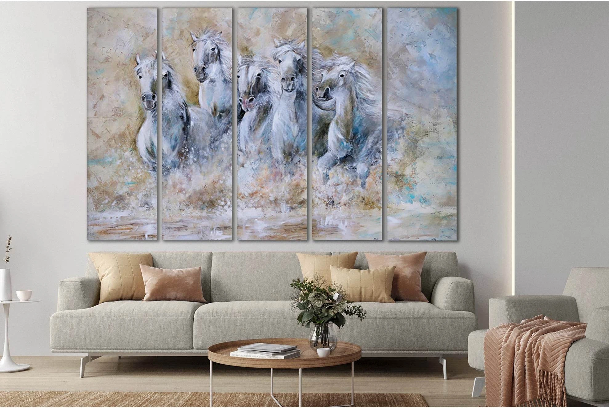 Oil Painting Horses №SL574 Ready to Hang Canvas Print - Zellart Canvas Prints 0new, ALL_Products, Horses, Oil Painting Wall Art