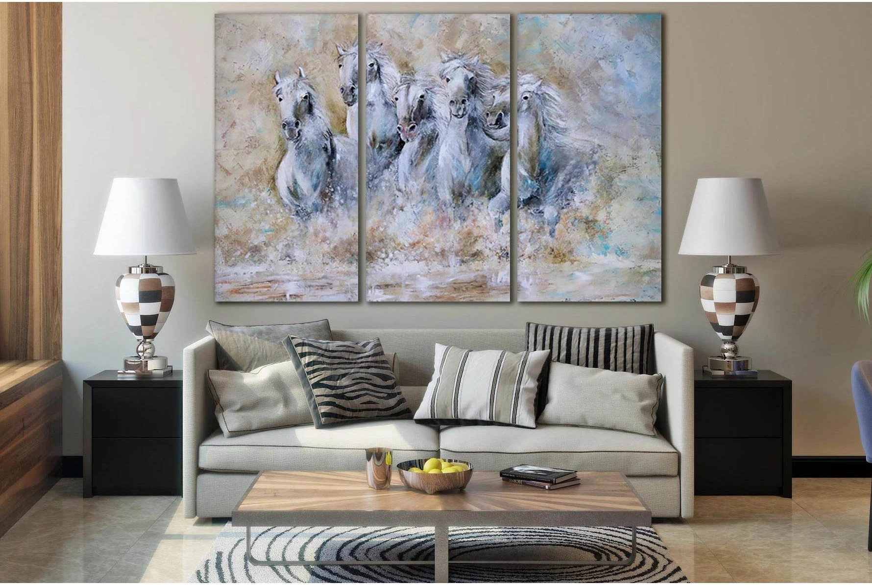 Oil Painting Horses №SL574 Ready to Hang Canvas Print - Zellart Canvas Prints 0new, ALL_Products, Horses, Oil Painting Wall Art