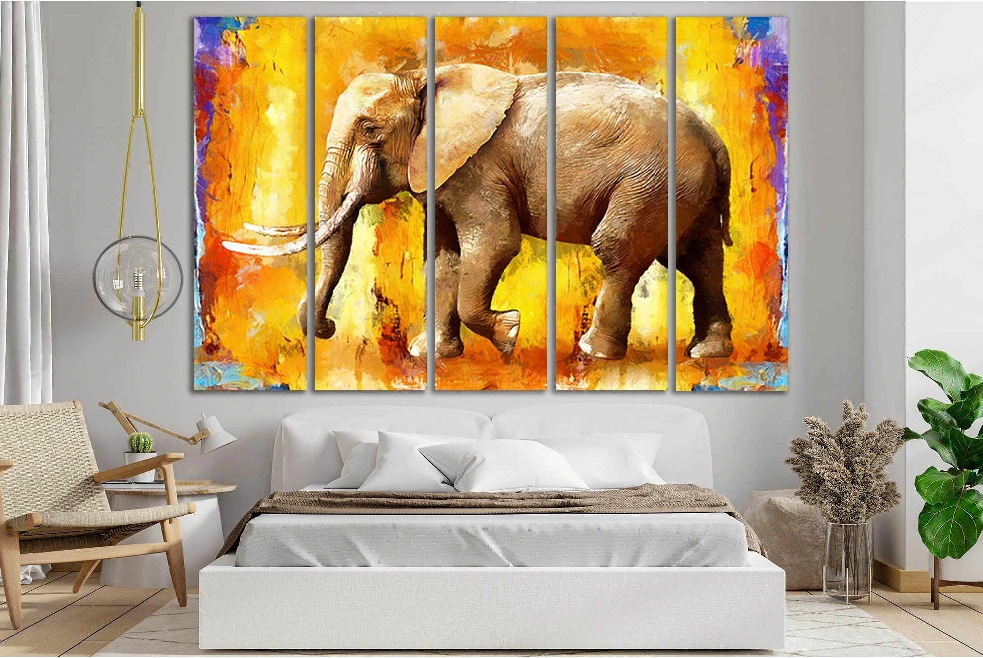 Oil Painting Of Elephant №SL602 Ready to Hang Canvas Print - Zellart Canvas Prints 0new, ALL_Products, Elephant, Oil Painting Wall Art
