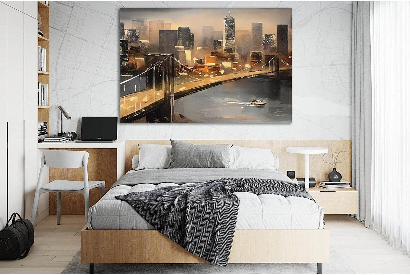 Oil Painting On Canvas New York №SL583 Ready to Hang Canvas Print - Zellart Canvas Prints 0_NY_ART, 0new, ALL_Products, Oil Painting Wall Art