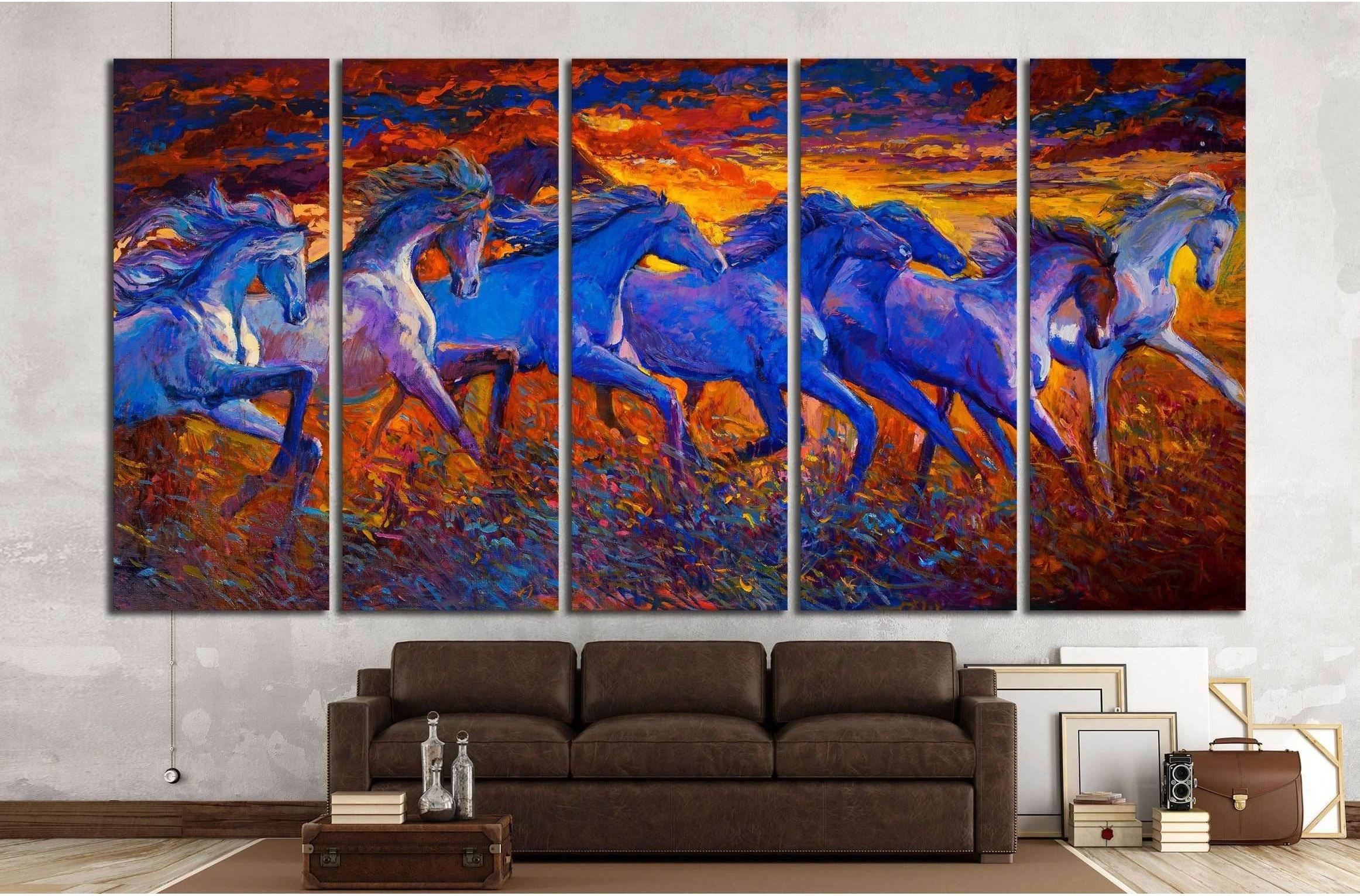 Oil painting. Running horses №2800 Ready to Hang Canvas Print - Zellart Canvas Prints ALL_Products, Horses, s-2800