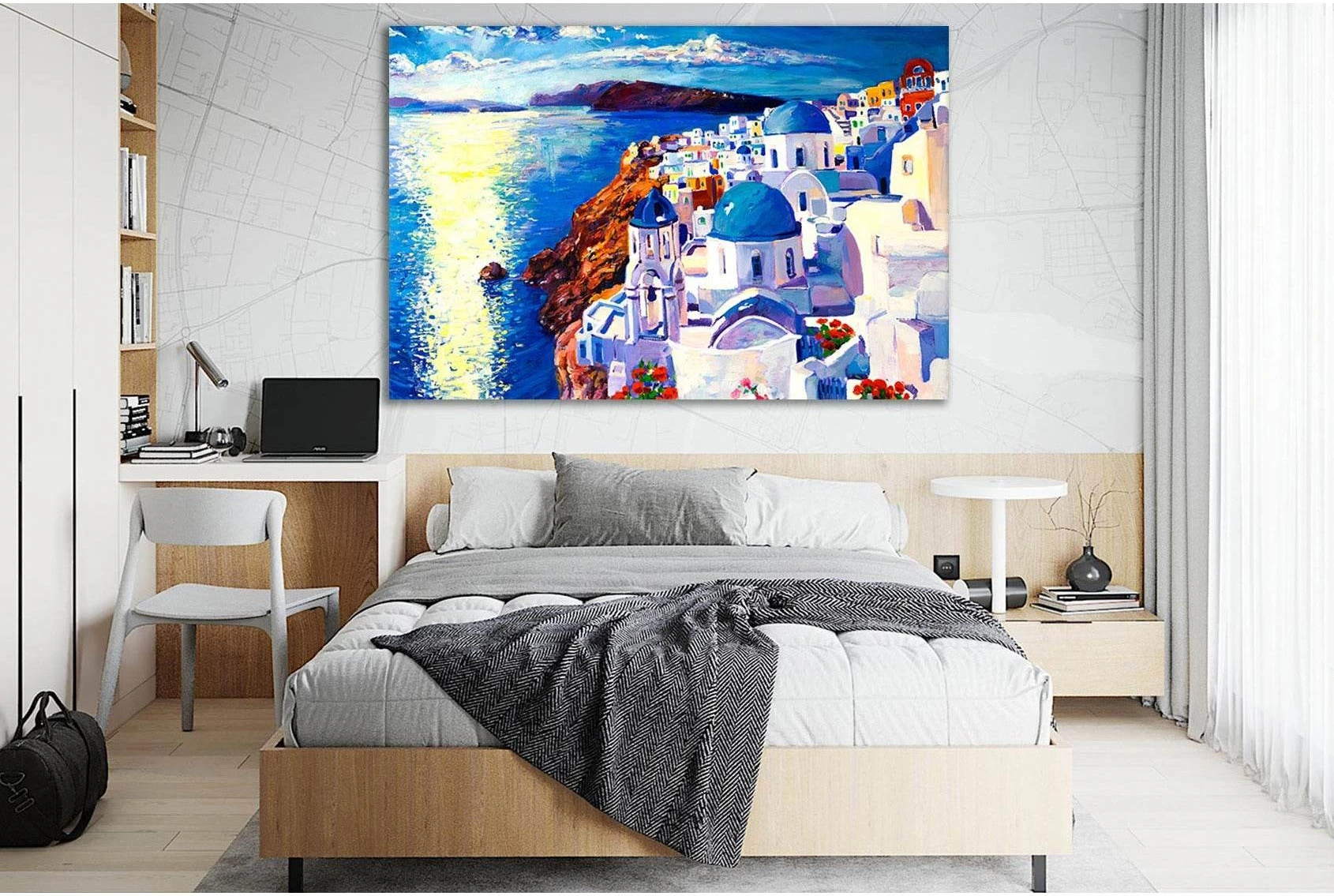 Oil Painting Santorini №SL601 Ready to Hang Canvas Print - Zellart Canvas Prints 0new, ALL_Products, Oil Painting Wall Art