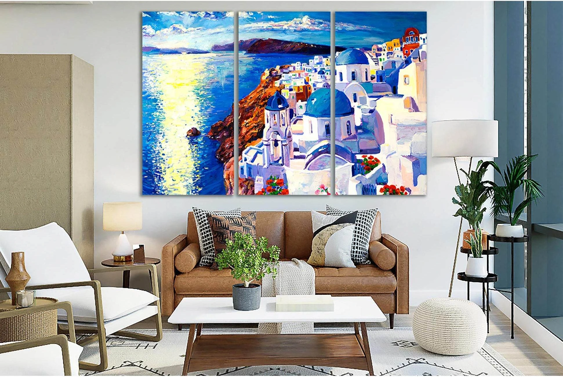 Oil Painting Santorini №SL601 Ready to Hang Canvas Print - Zellart Canvas Prints 0new, ALL_Products, Oil Painting Wall Art