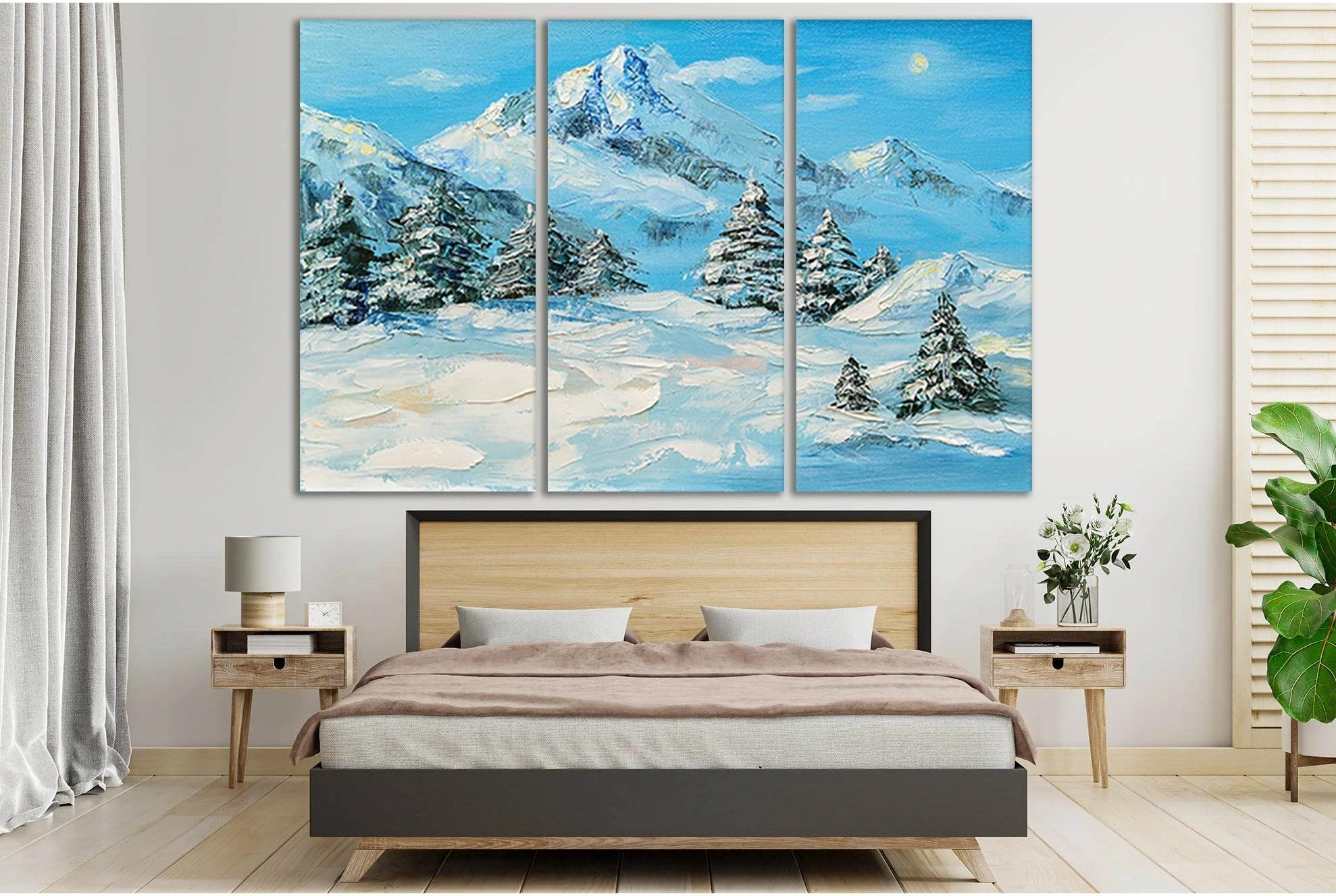 Oil Painting Winter Mountain №SL562 Ready to Hang Canvas Print - Zellart Canvas Prints 0new, ALL_Products, Oil Painting Wall Art