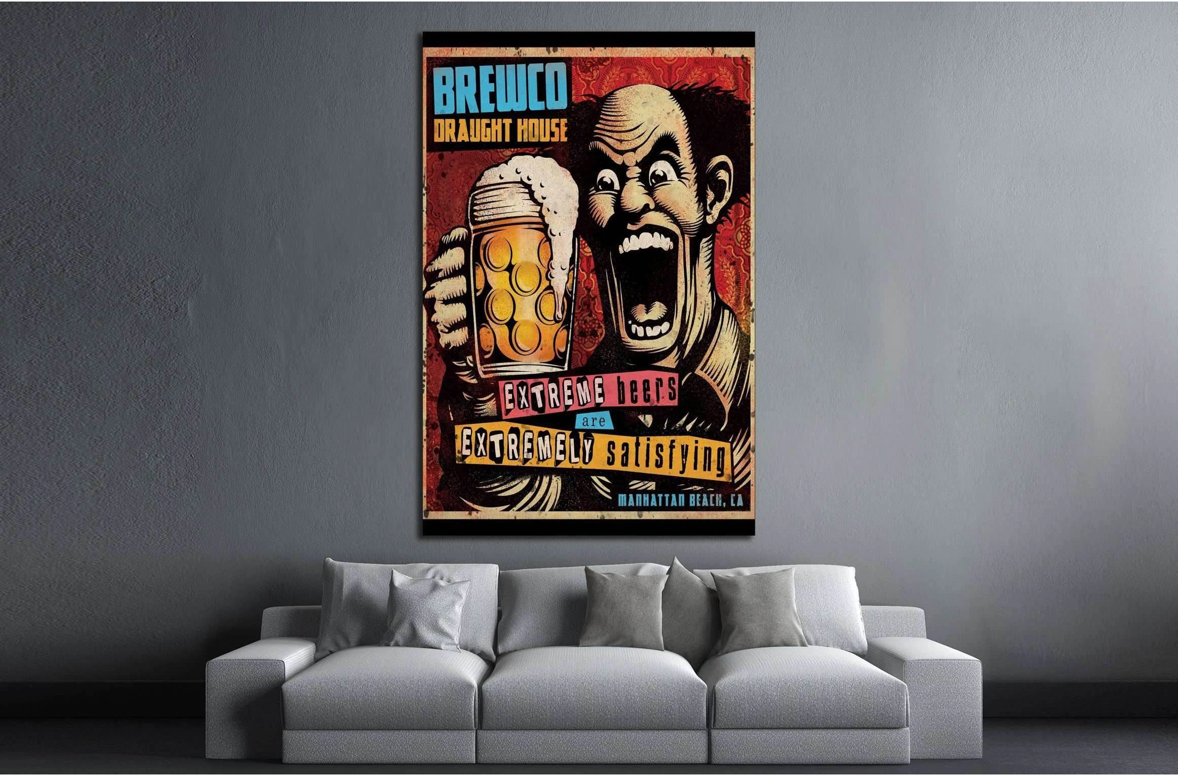 old beer quadro №3470 Ready to Hang Canvas Print - Zellart Canvas Prints ALL_Products, Beer, s-3470