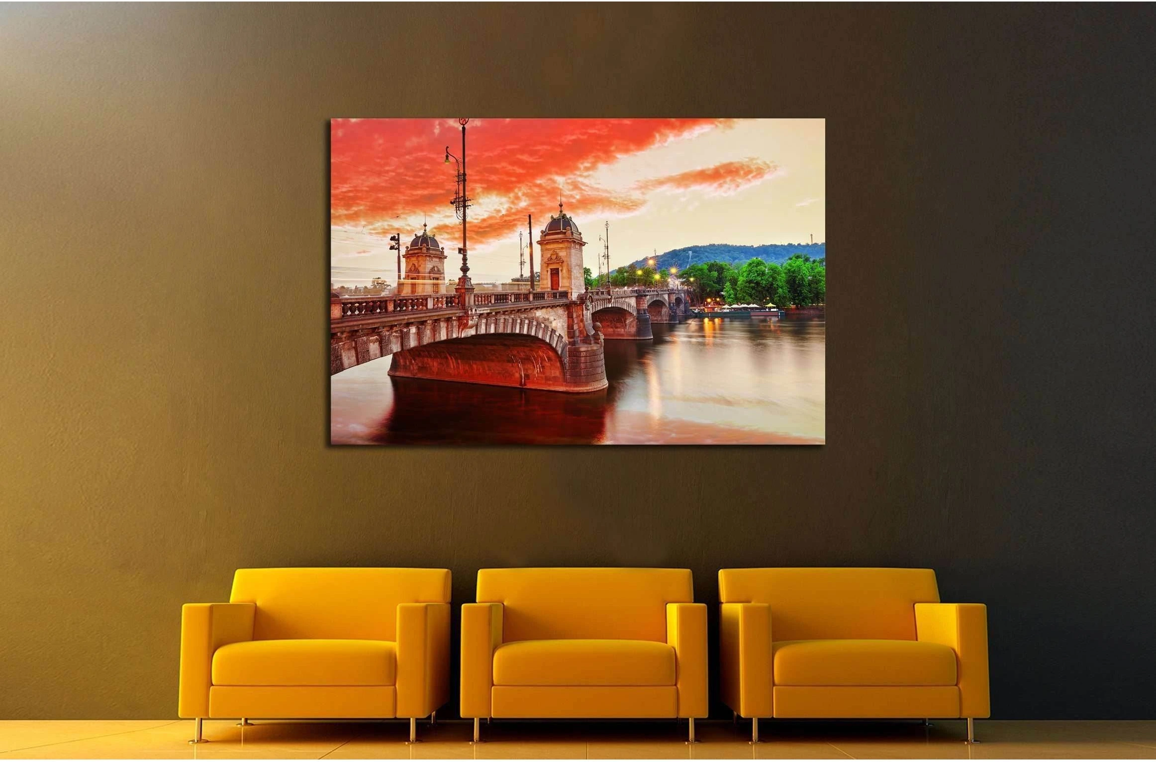 Old Bridge Legii from the waterfront of the Vltava River.Prague.Czech Republic №3032 Ready to Hang Canvas Print - Zellart Canvas Prints ALL_Products, s-3032