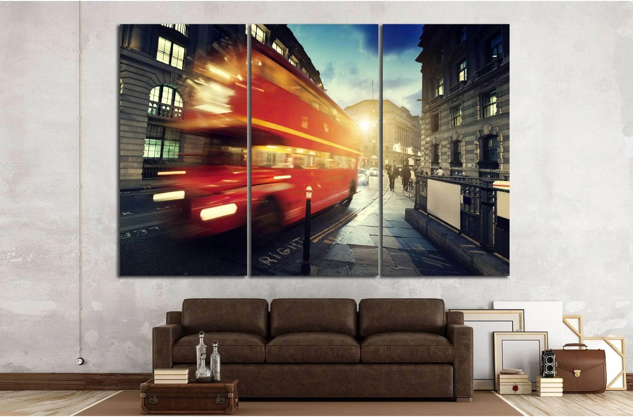 old bus on street of London №792 Ready to Hang Canvas Print - Zellart Canvas Prints ALL_Products, s-792