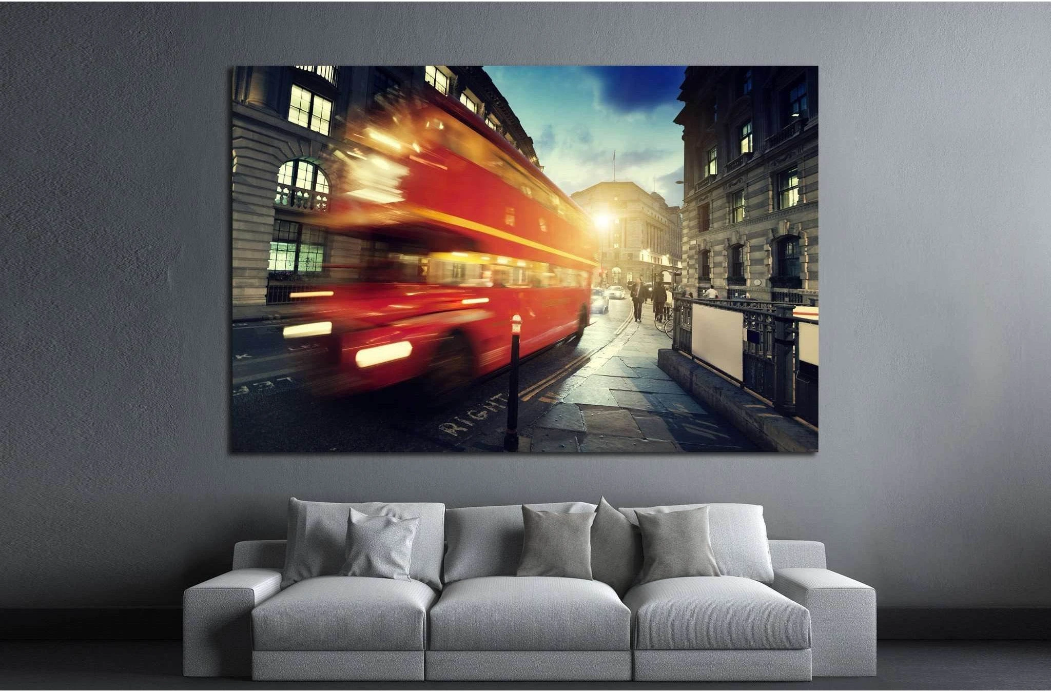 old bus on street of London №792 Ready to Hang Canvas Print - Zellart Canvas Prints ALL_Products, s-792