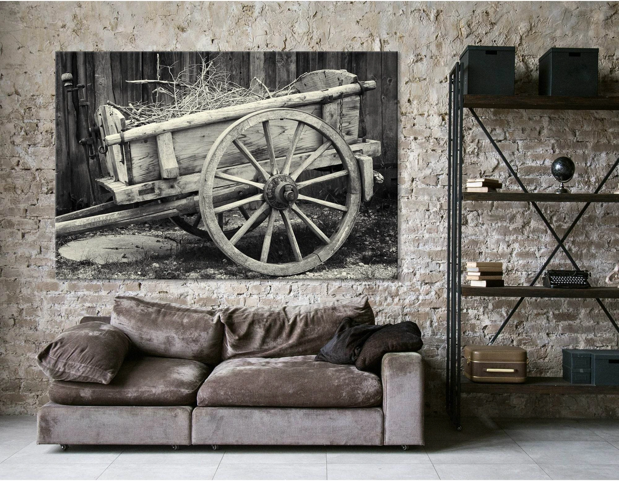 Old Cart At A Farm №04226 Ready to Hang Canvas Print - Zellart Canvas Prints ALL_Products