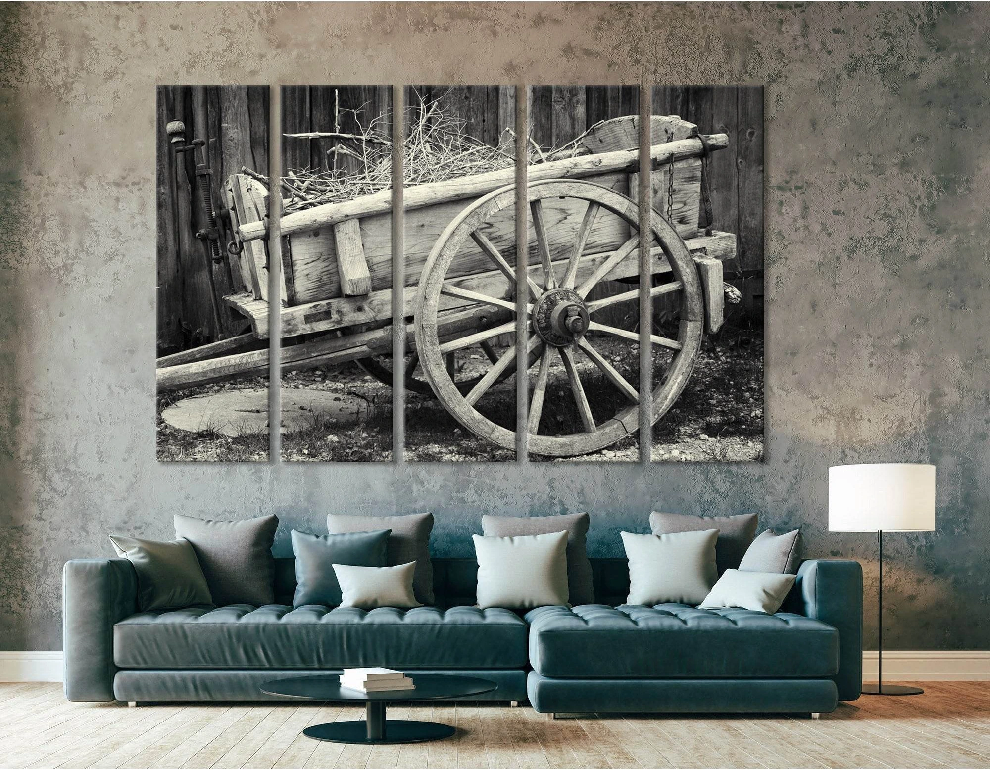 Old Cart At A Farm №04226 Ready to Hang Canvas Print - Zellart Canvas Prints ALL_Products