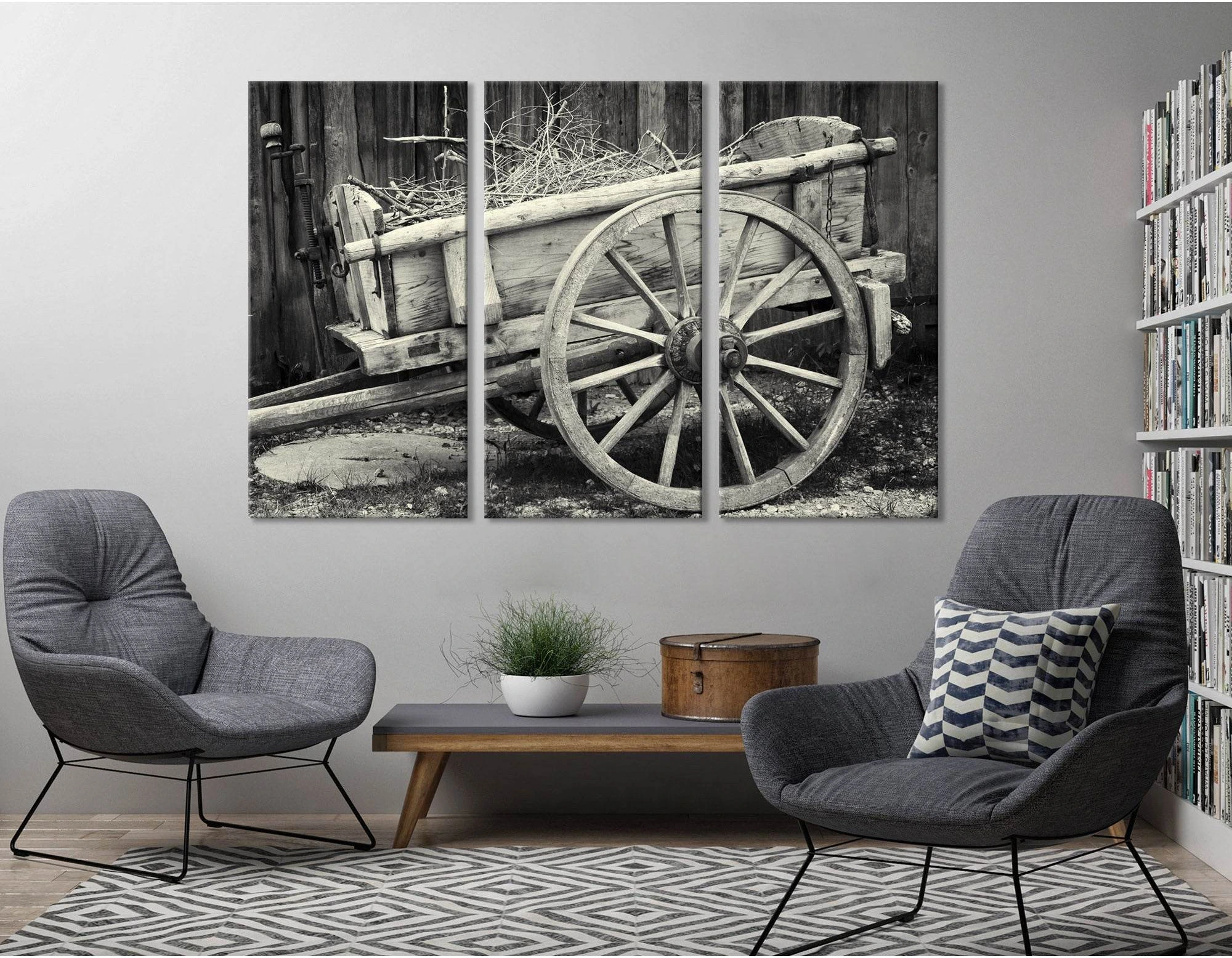 Old Cart At A Farm №04226 Ready to Hang Canvas Print - Zellart Canvas Prints ALL_Products