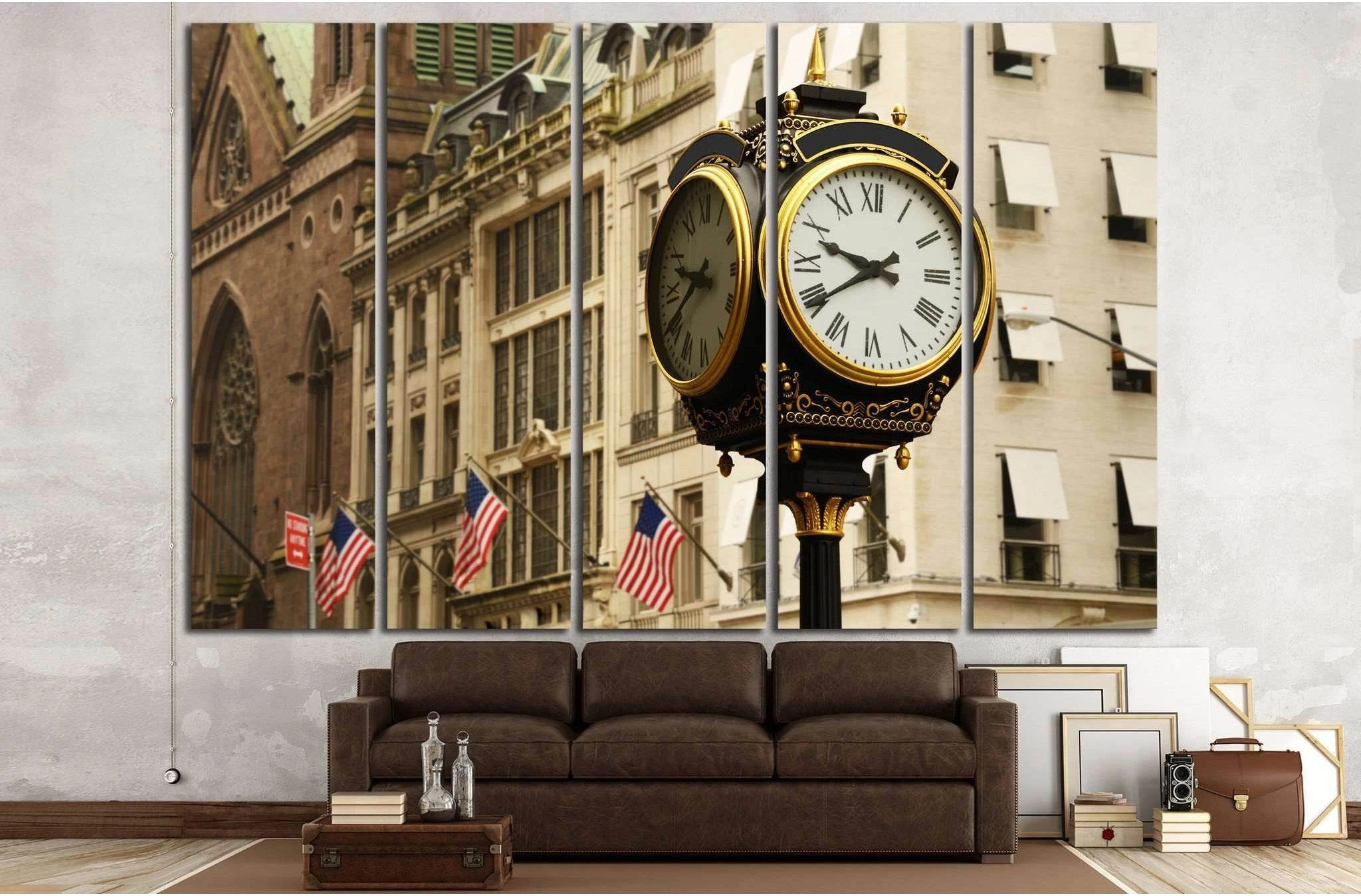 old clock, new york №864 Ready to Hang Canvas Print - Zellart Canvas Prints 0_NY_ART, ALL_Products, s-864