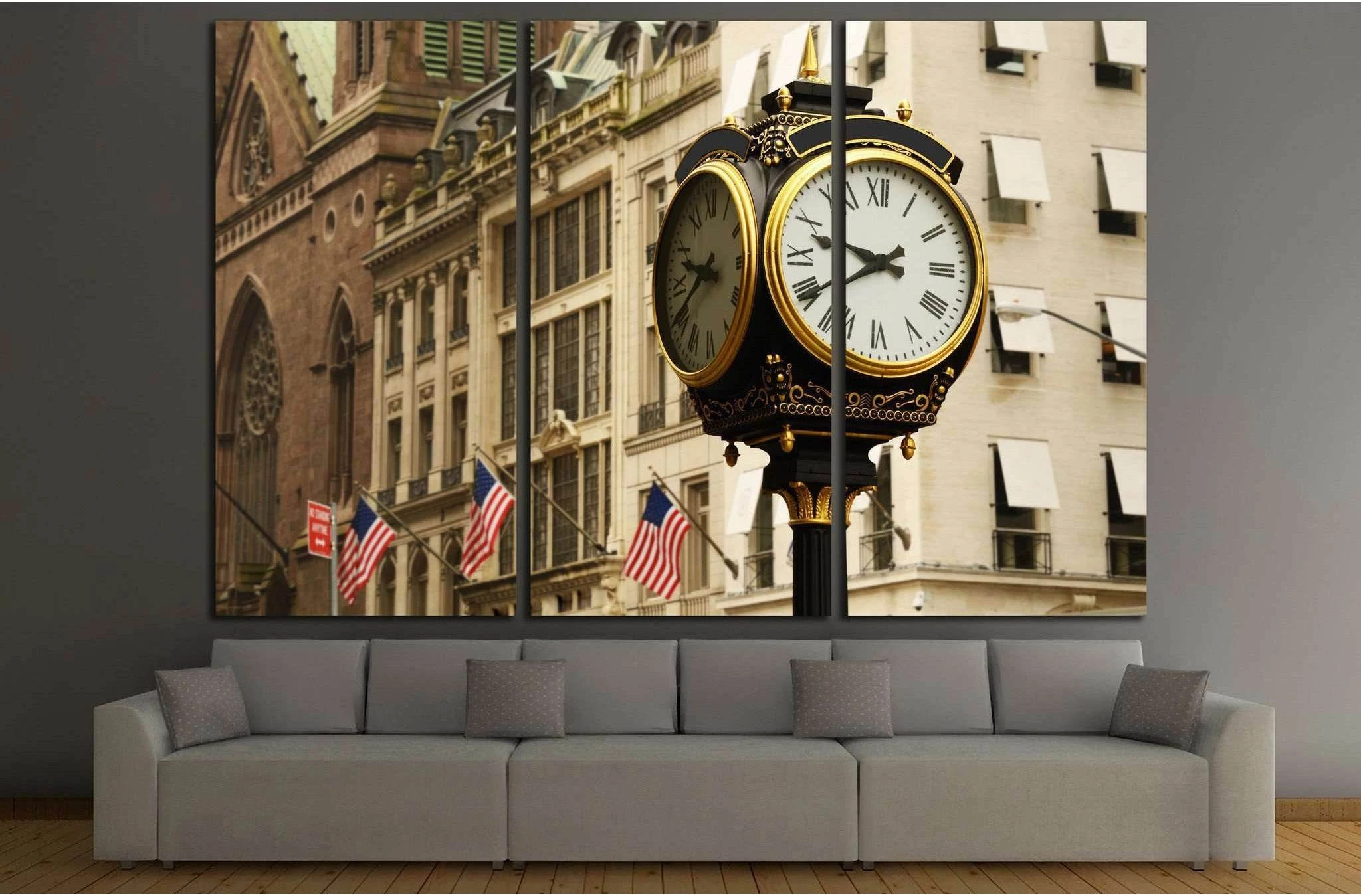 old clock, new york №864 Ready to Hang Canvas Print - Zellart Canvas Prints 0_NY_ART, ALL_Products, s-864