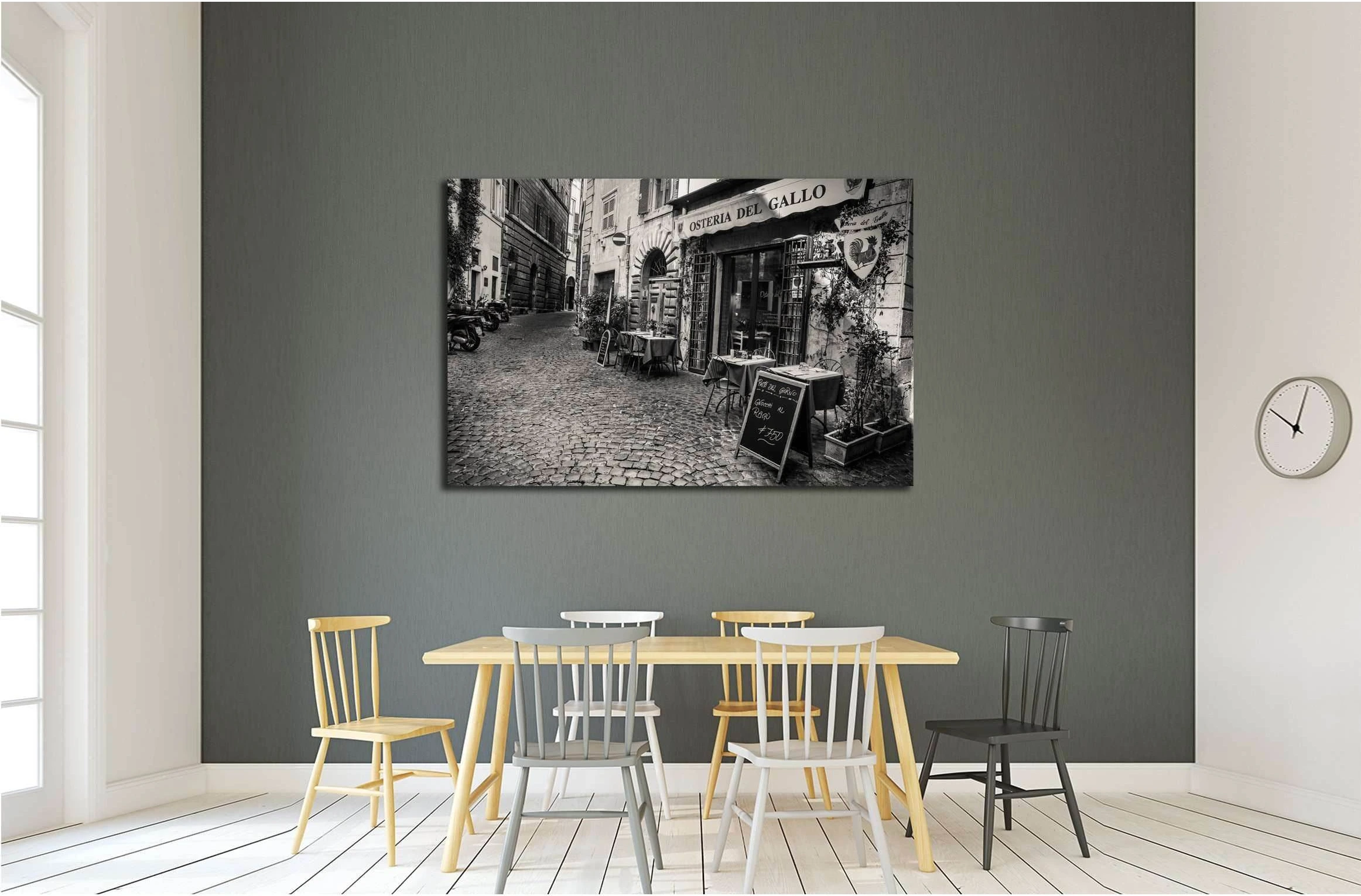 old cobbled street in the heart of Rome with its traditional Osteria type restaurants №3034 Ready to Hang Canvas Print - Zellart Canvas Prints ALL_Products, s-3034