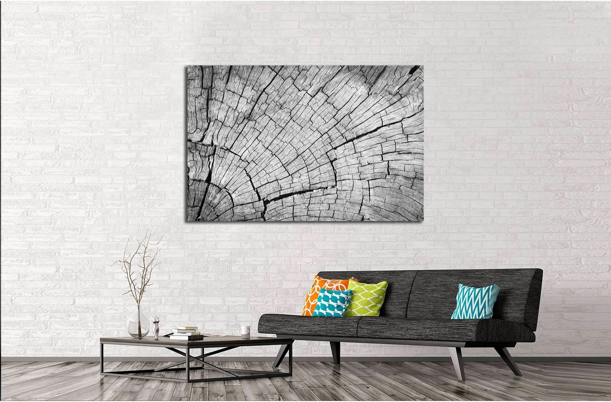 Old Gray cracked wood texture background №2836 Ready to Hang Canvas Print - Zellart Canvas Prints ALL_Products, s-2836