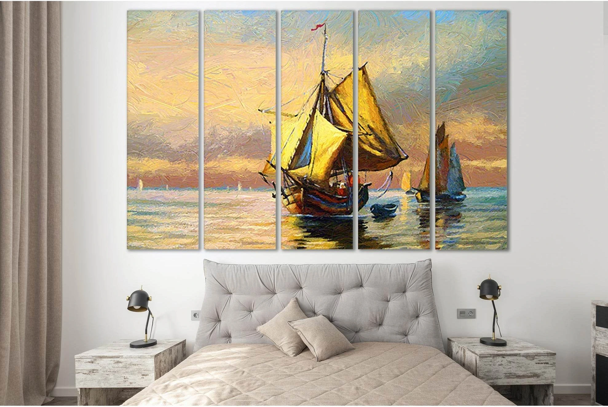 Old Ship On The Sea №SL606 Ready to Hang Canvas Print - Zellart Canvas Prints 0new, ALL_Products, Oil Painting Wall Art