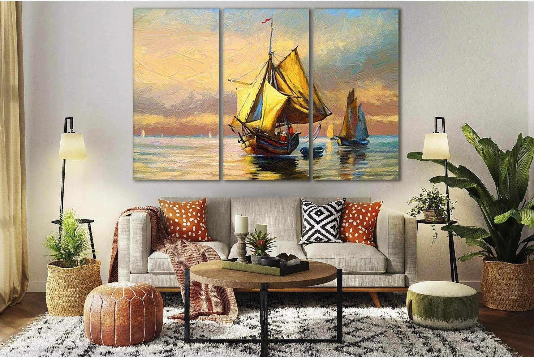 Old Ship On The Sea №SL606 Ready to Hang Canvas Print - Zellart Canvas Prints 0new, ALL_Products, Oil Painting Wall Art