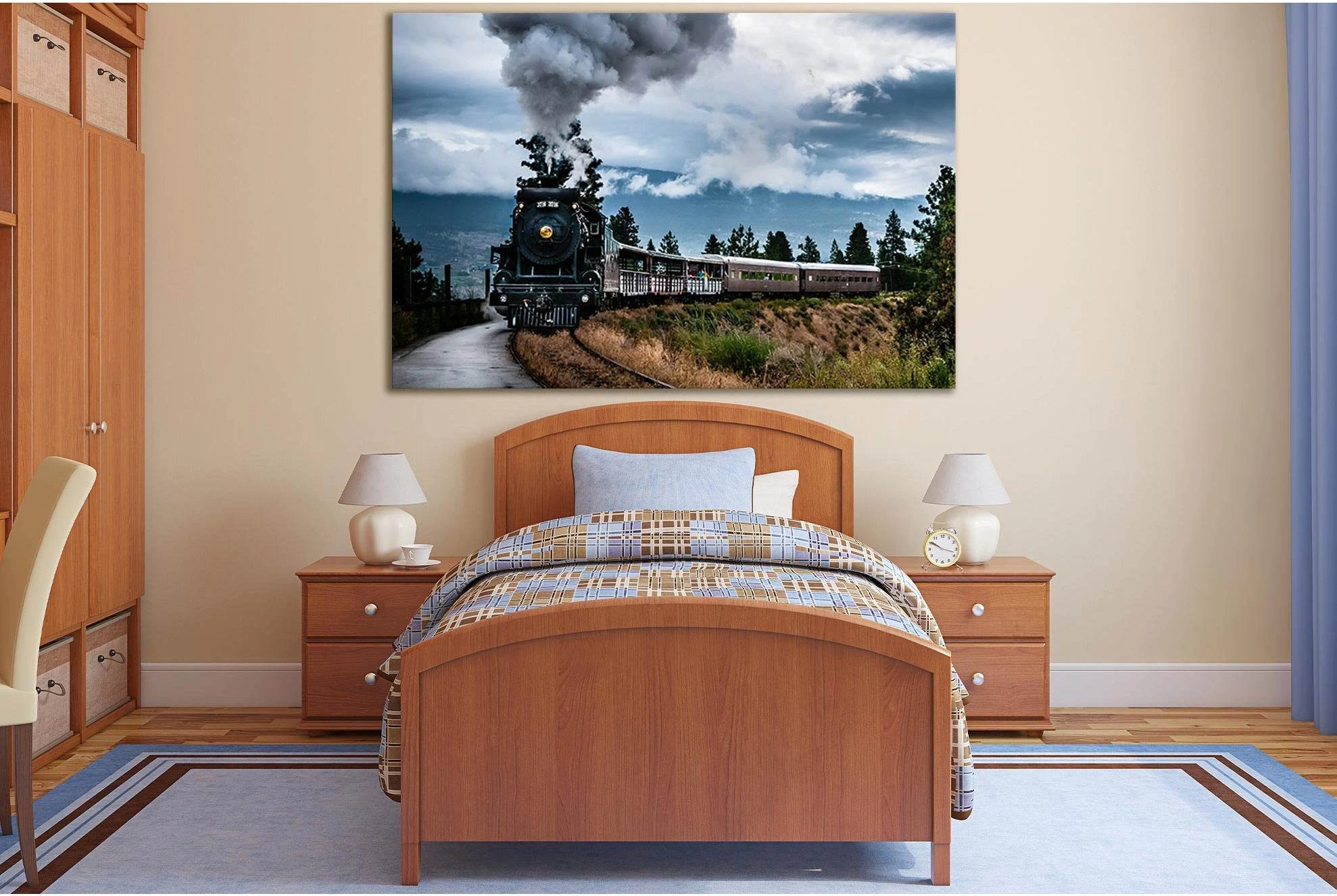Old Steam Train №SL1428 Ready to Hang Canvas Print - Zellart Canvas Prints 0new, ALL_Products, Engine