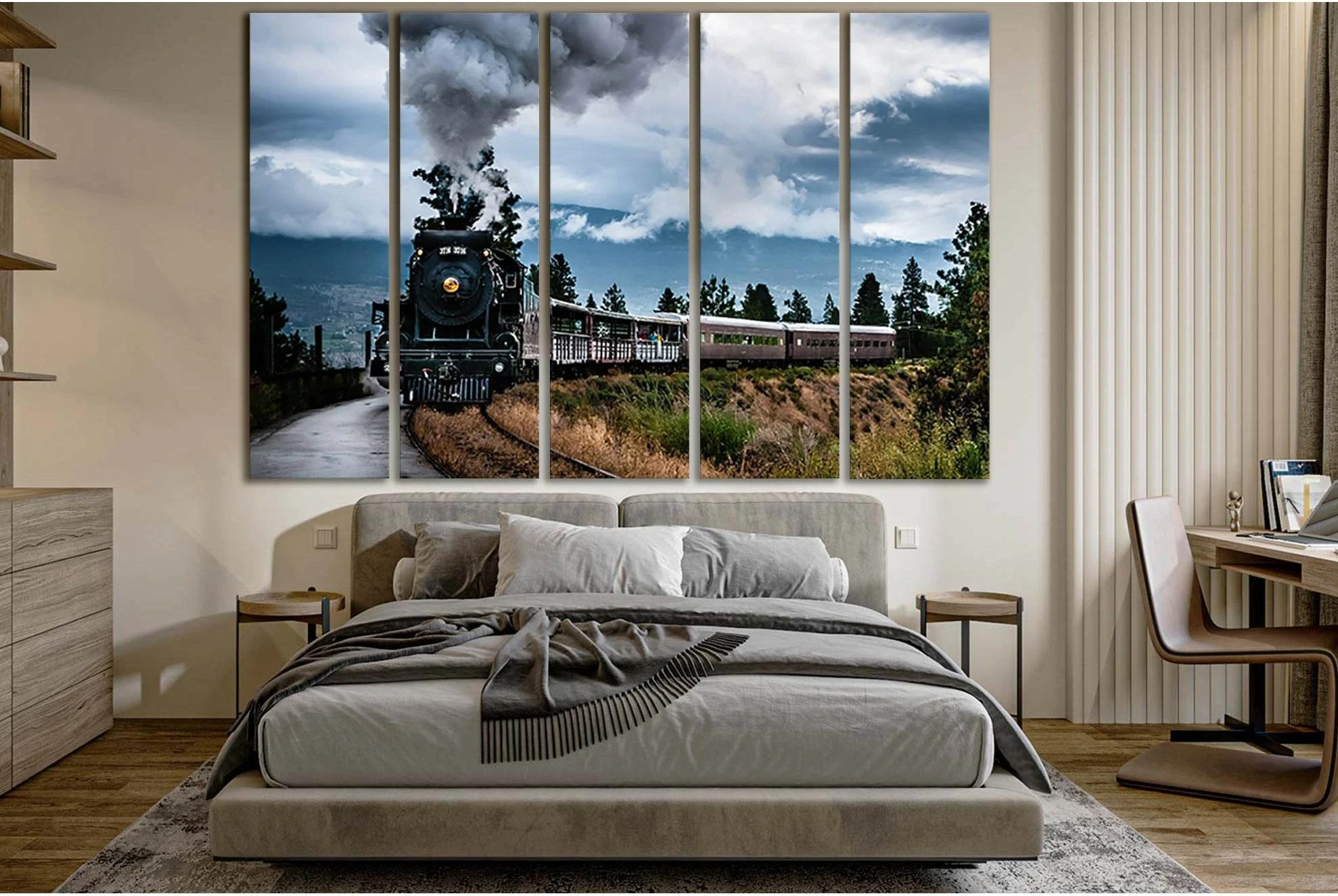 Old Steam Train №SL1428 Ready to Hang Canvas Print - Zellart Canvas Prints 0new, ALL_Products, Engine