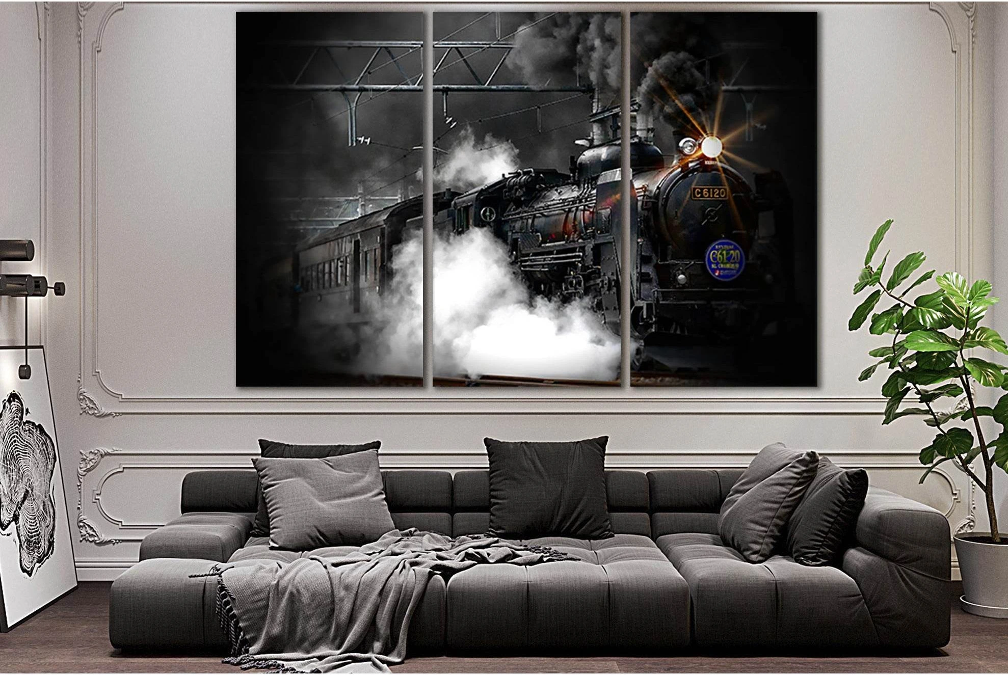 Old Steam Train №SL750 Ready to Hang Canvas Print - Zellart Canvas Prints 0new, ALL_Products, Engine, Engines Wall Art