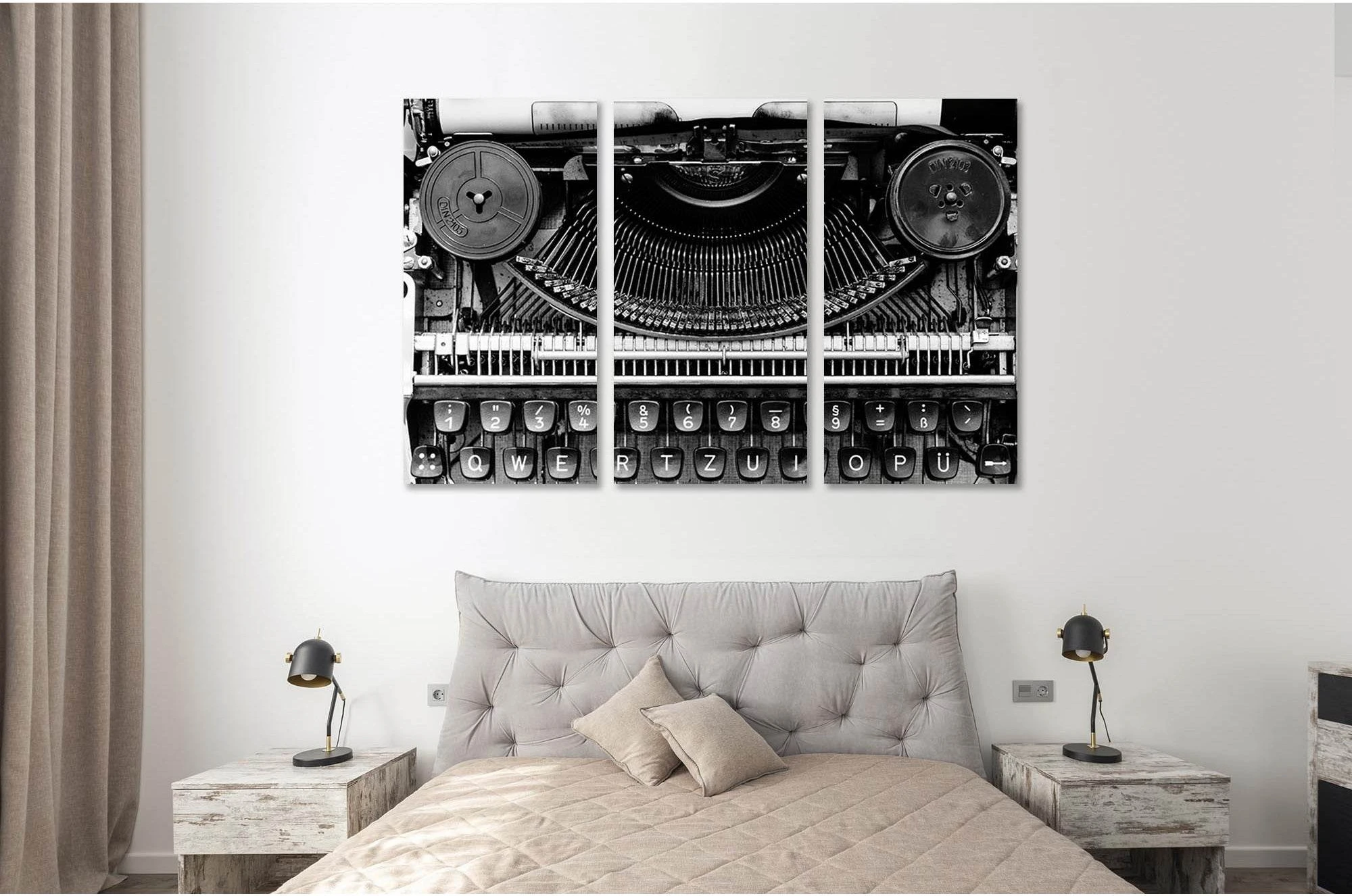 Old typewriter №D2847 Ready to Hang Canvas Print - Zellart Canvas Prints 0new, ALL_Products, Black & White Wall Art