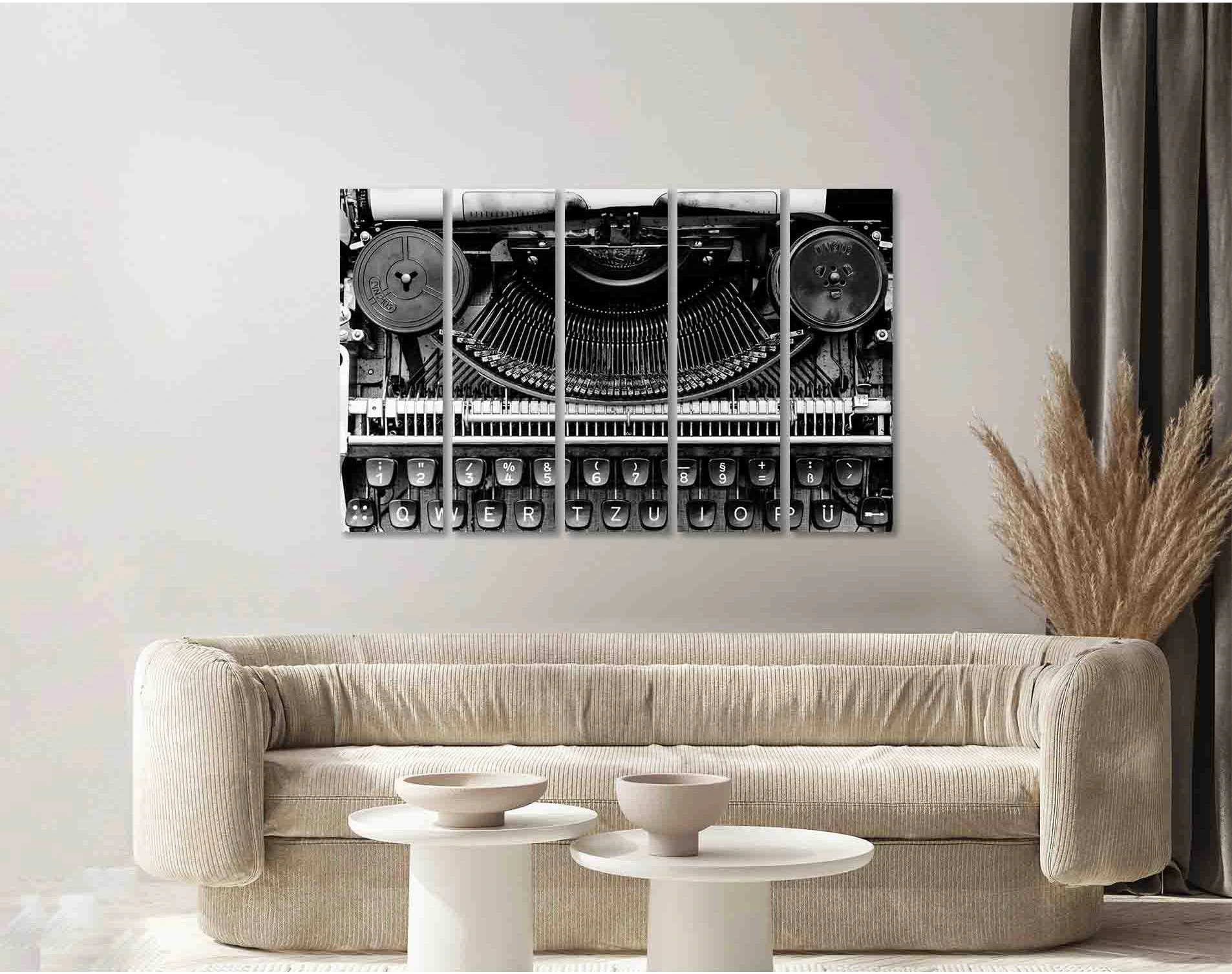 Old typewriter №D2847 Ready to Hang Canvas Print - Zellart Canvas Prints 0new, ALL_Products, Black & White Wall Art