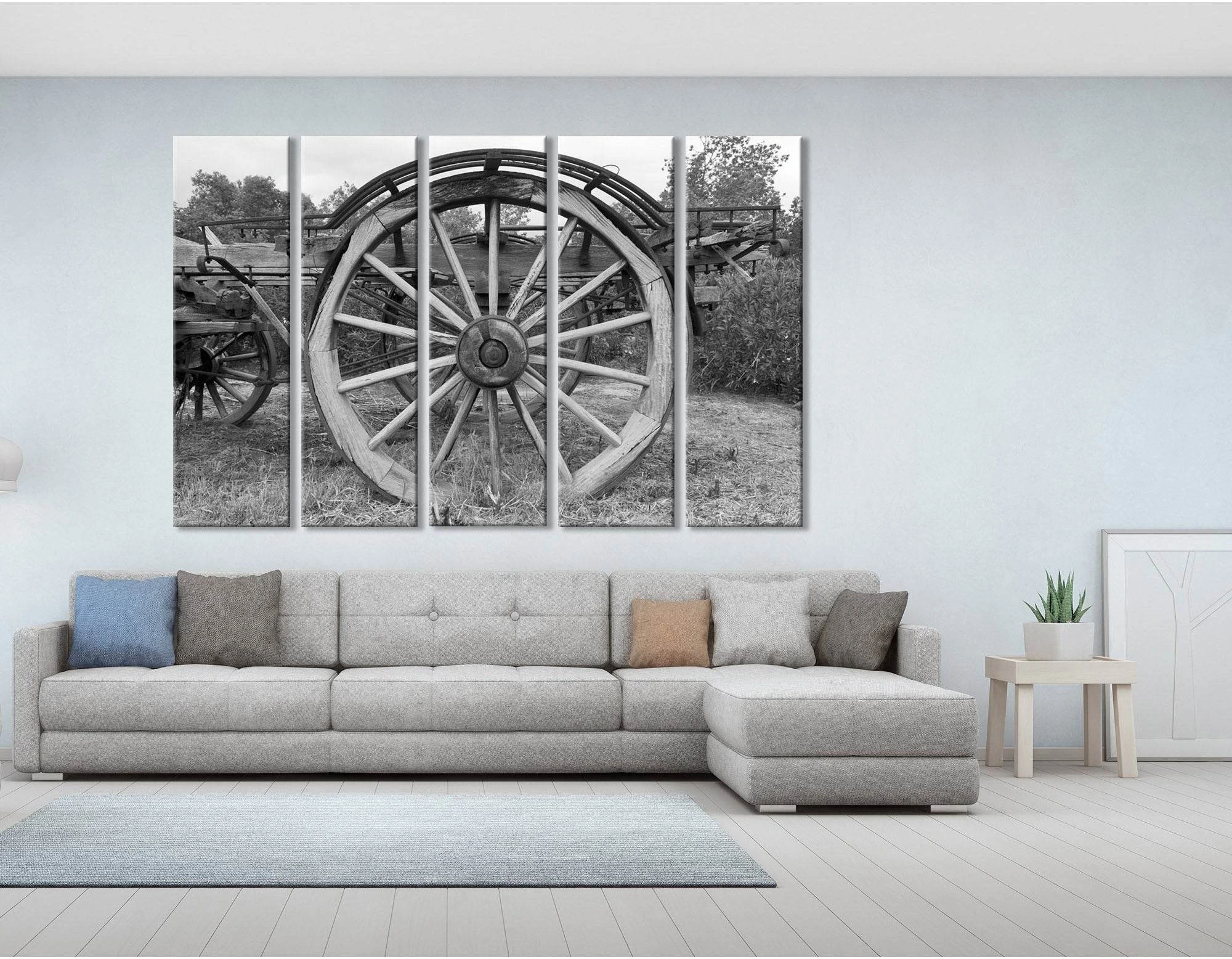 Old Wooden Wheels On The Farm 1/3/5 №04225 Ready to Hang Canvas Print - Zellart Canvas Prints ALL_Products