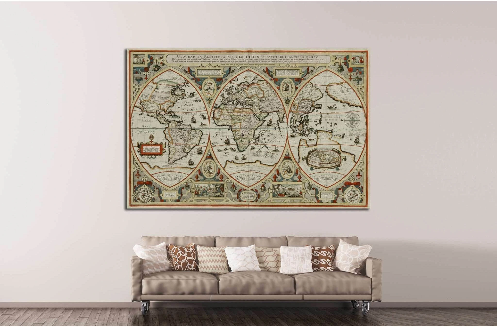 Old World map №1457 Ready to Hang Canvas Print - Zellart Canvas Prints ALL_Products, s-1457