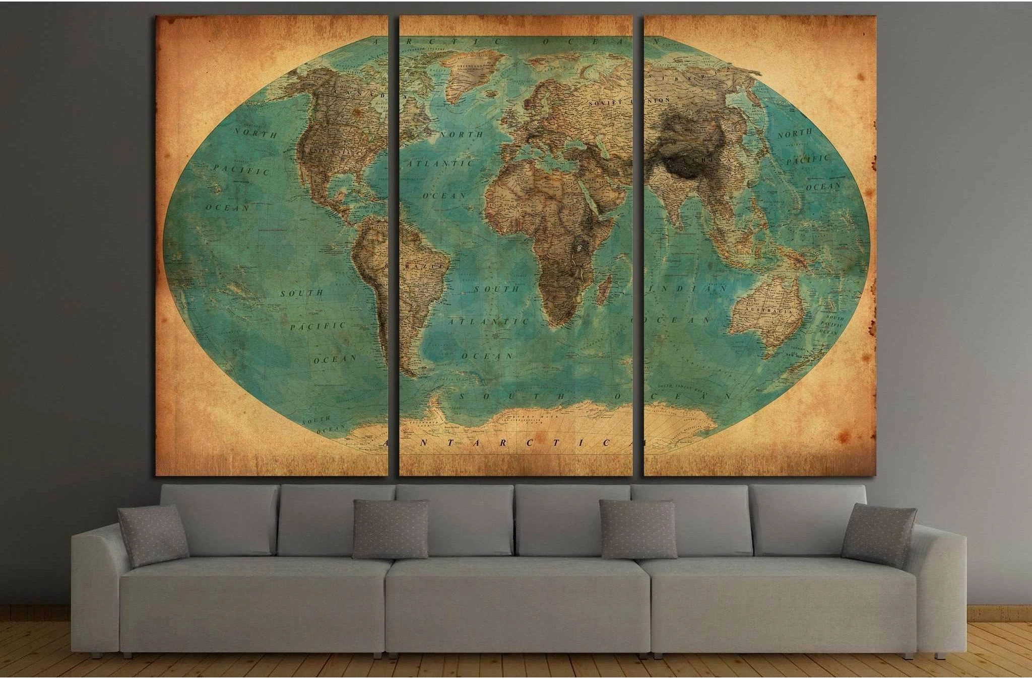 Old World Map №1458 Ready to Hang Canvas Print - Zellart Canvas Prints ALL_Products, s-1458