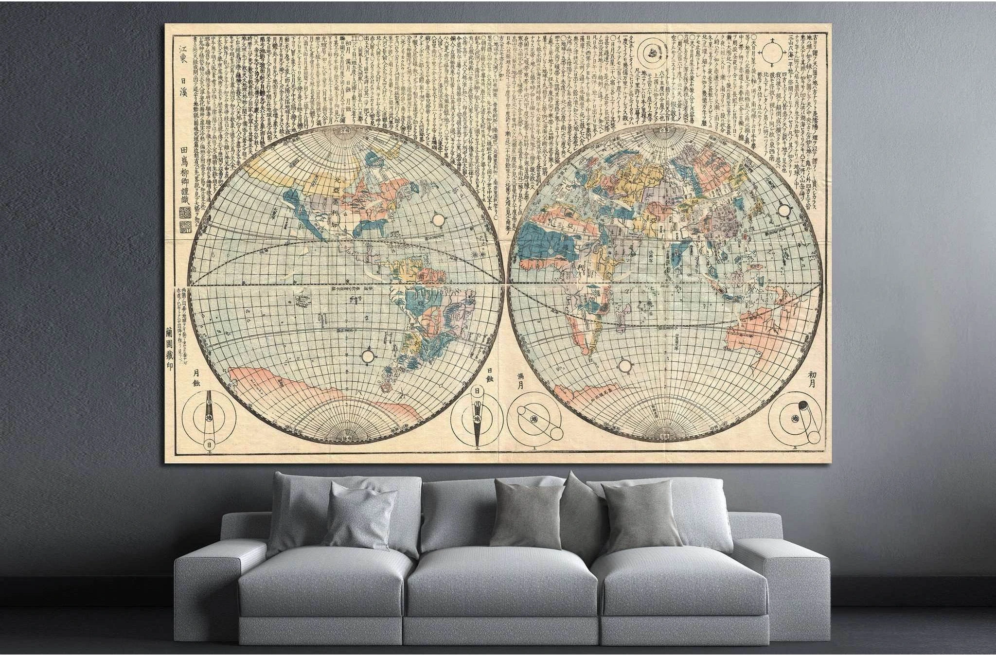 Old World Map №1469 Ready to Hang Canvas Print - Zellart Canvas Prints ALL_Products, s-1469