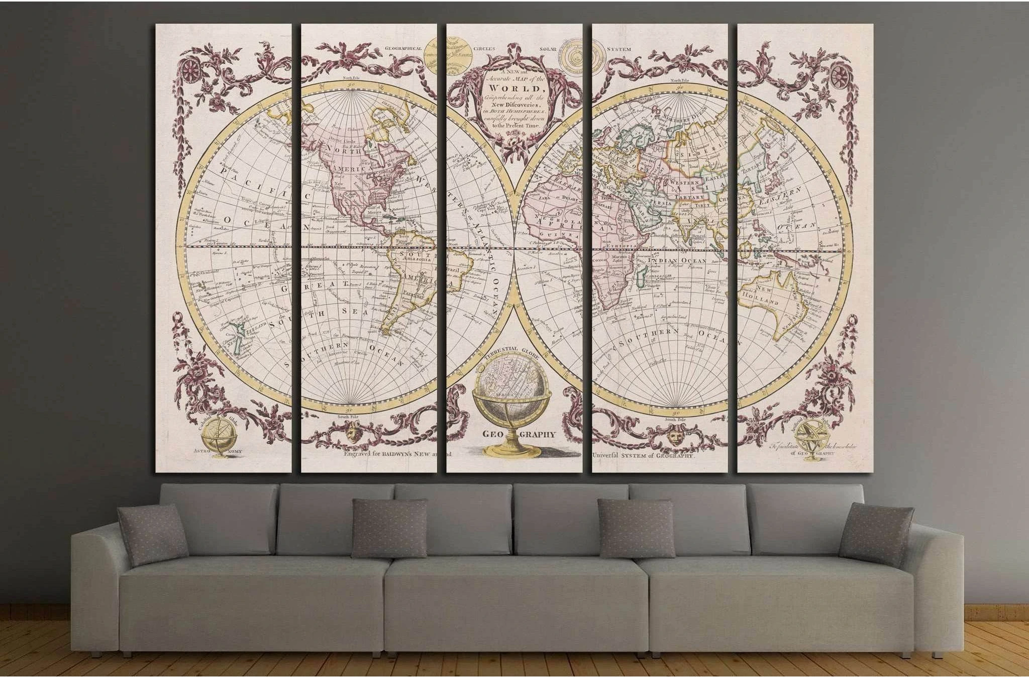 Old World Map №1470 Ready to Hang Canvas Print - Zellart Canvas Prints ALL_Products, s-1470