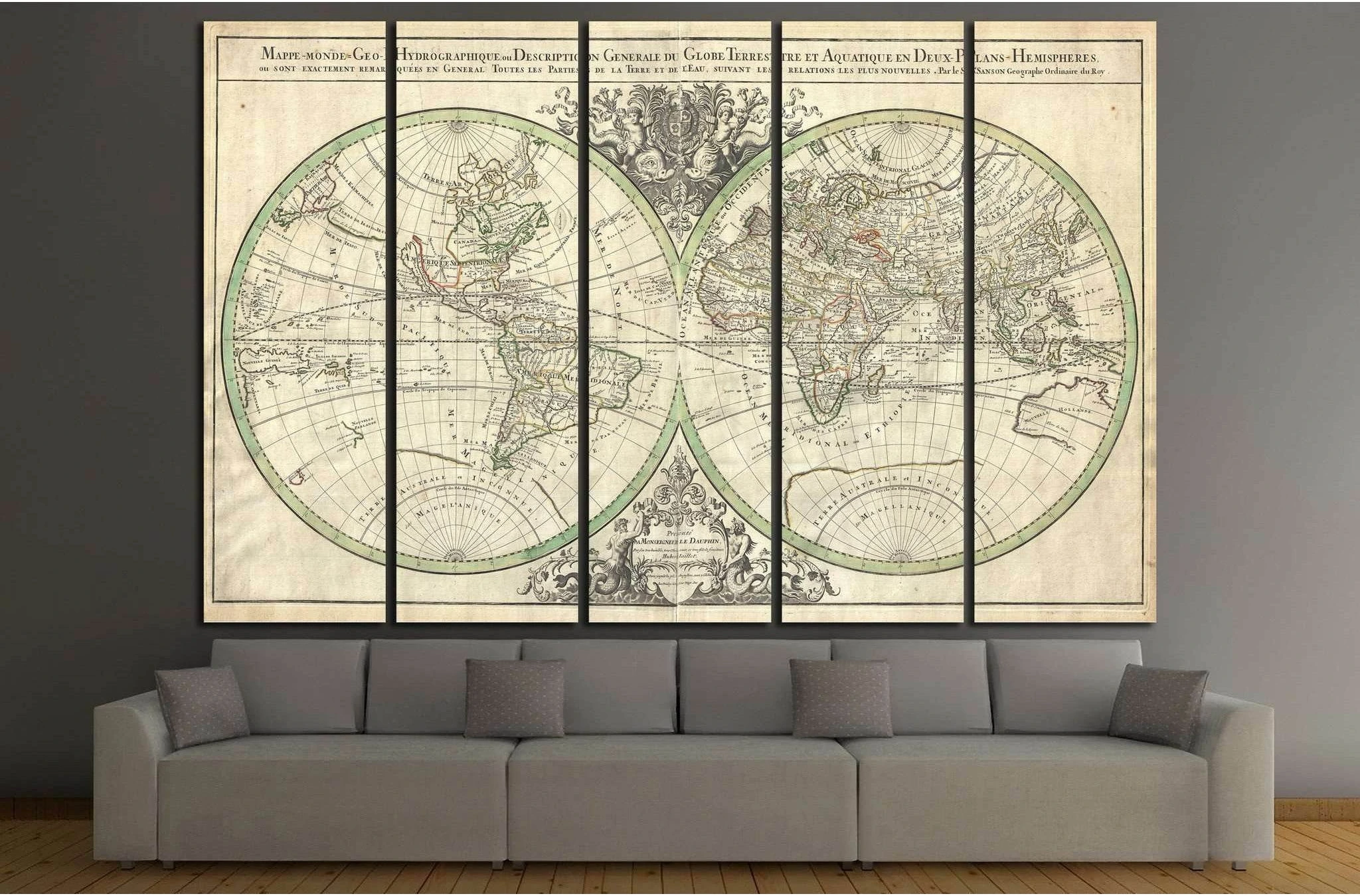 Old World Map №1471 Ready to Hang Canvas Print - Zellart Canvas Prints ALL_Products, s-1471