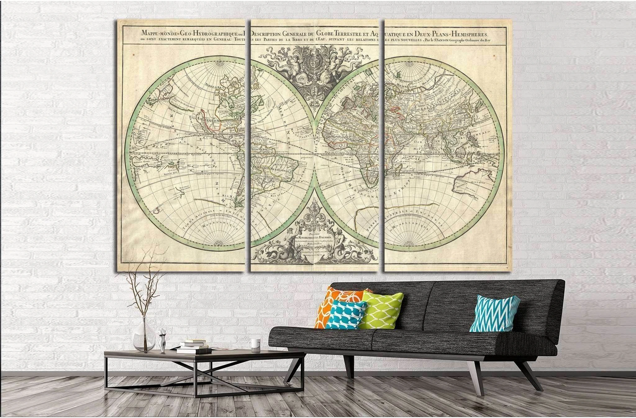 Old World Map №1471 Ready to Hang Canvas Print - Zellart Canvas Prints ALL_Products, s-1471