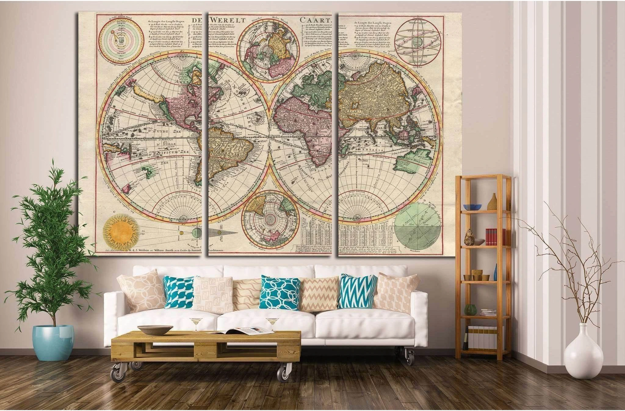 Old World Map №1472 Ready to Hang Canvas Print - Zellart Canvas Prints ALL_Products, s-1472