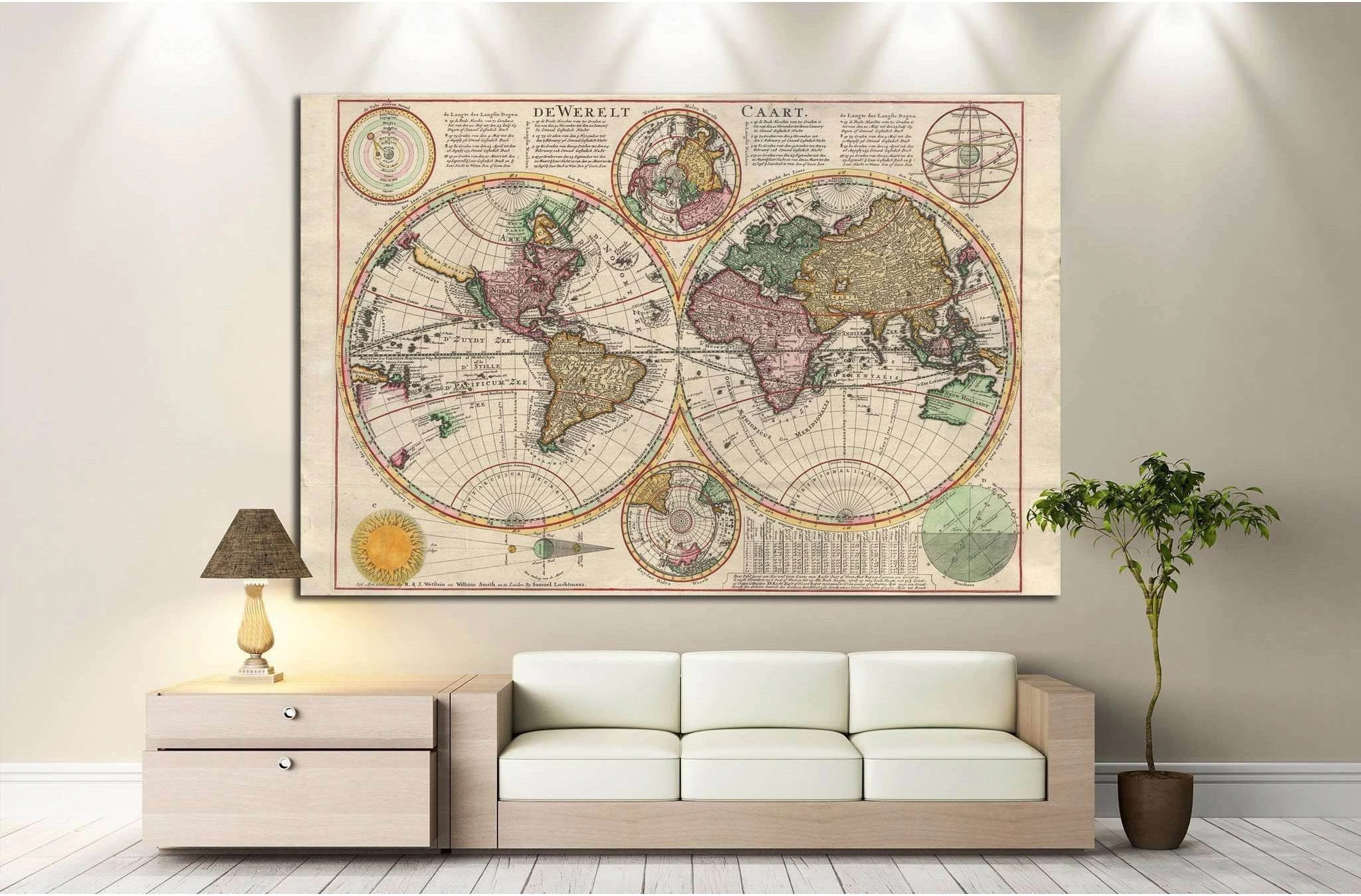 Old World Map №1472 Ready to Hang Canvas Print - Zellart Canvas Prints ALL_Products, s-1472