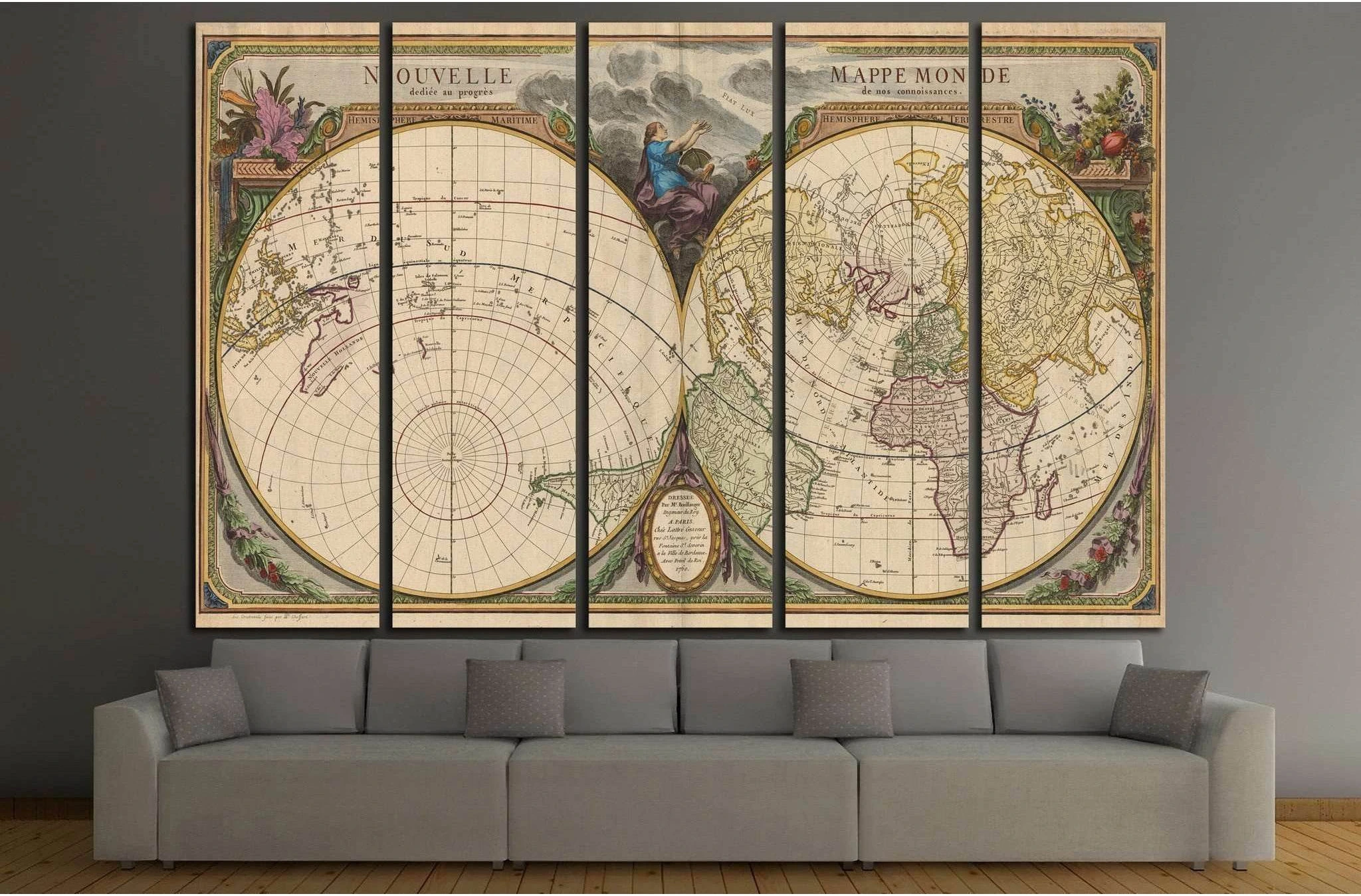 Old World Map №1474 Ready to Hang Canvas Print - Zellart Canvas Prints ALL_Products, s-1474
