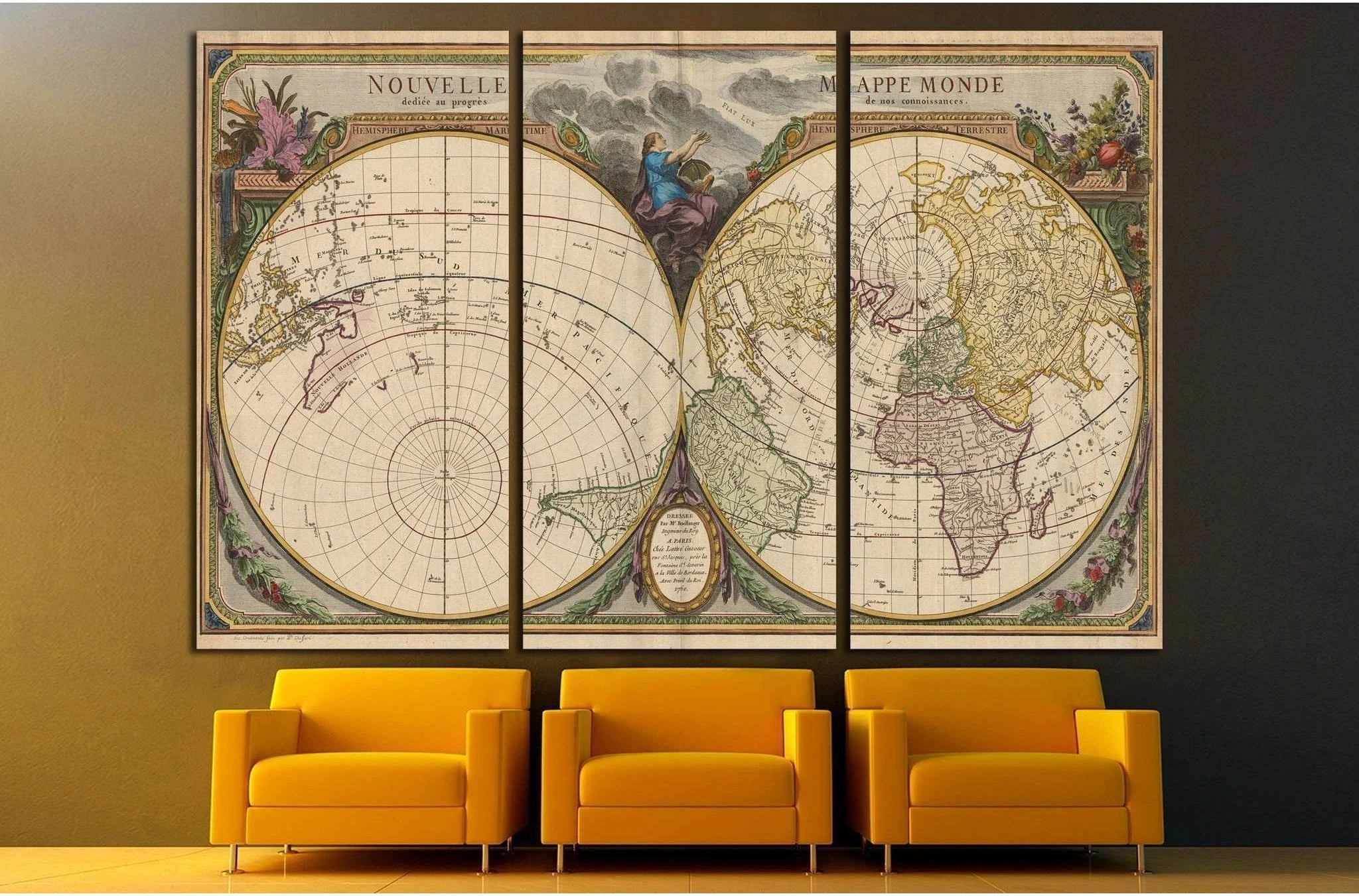 Old World Map №1474 Ready to Hang Canvas Print - Zellart Canvas Prints ALL_Products, s-1474