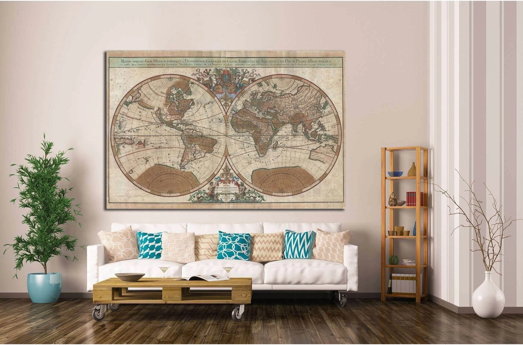 Old World Map №1475 Ready to Hang Canvas Print - Zellart Canvas Prints ALL_Products, s-1475