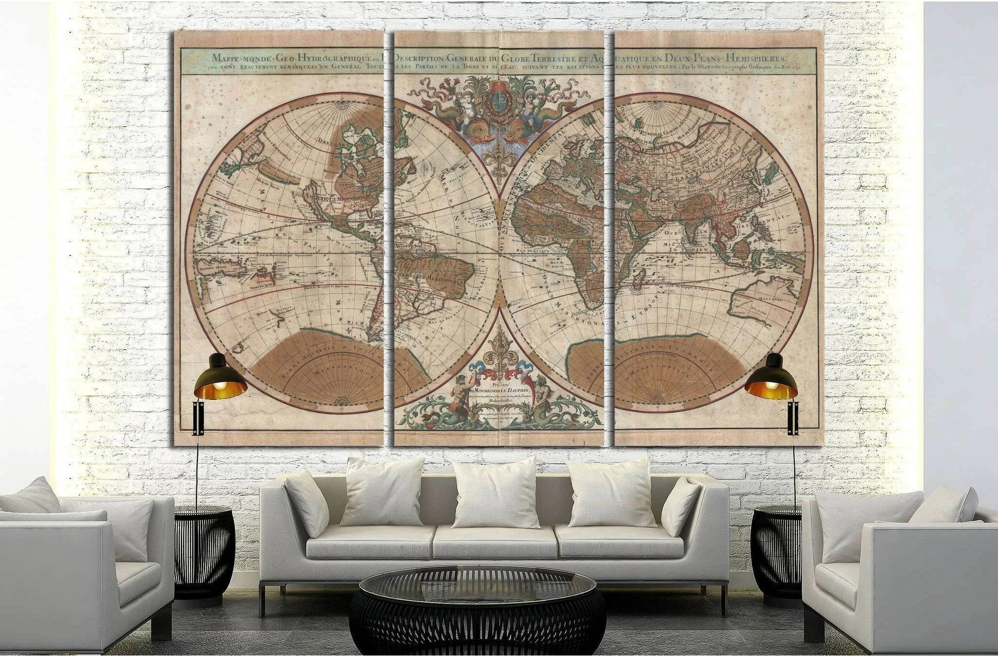 Old World Map №1475 Ready to Hang Canvas Print - Zellart Canvas Prints ALL_Products, s-1475