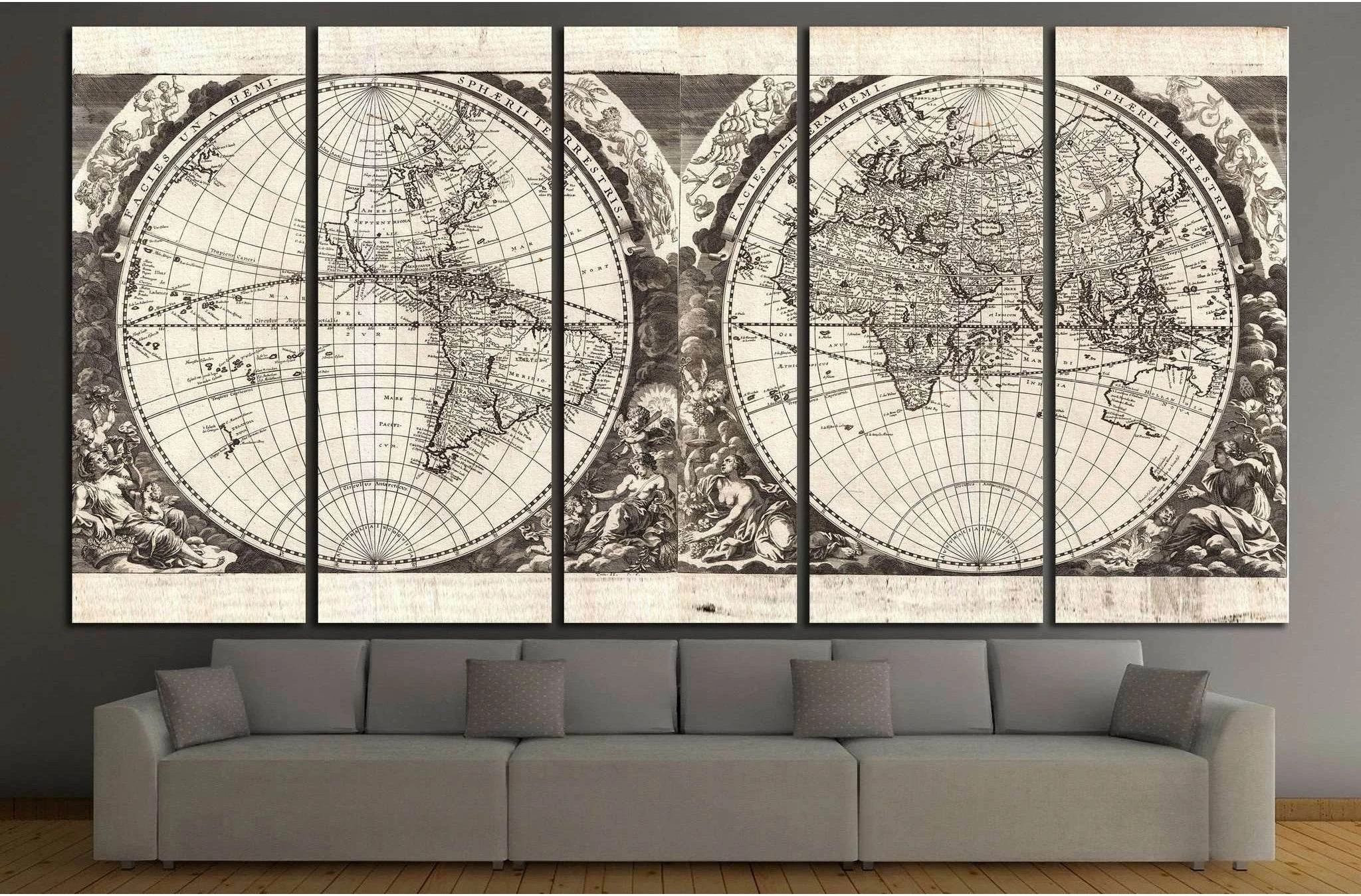 Old World Map №1476 Ready to Hang Canvas Print - Zellart Canvas Prints ALL_Products, s-1476