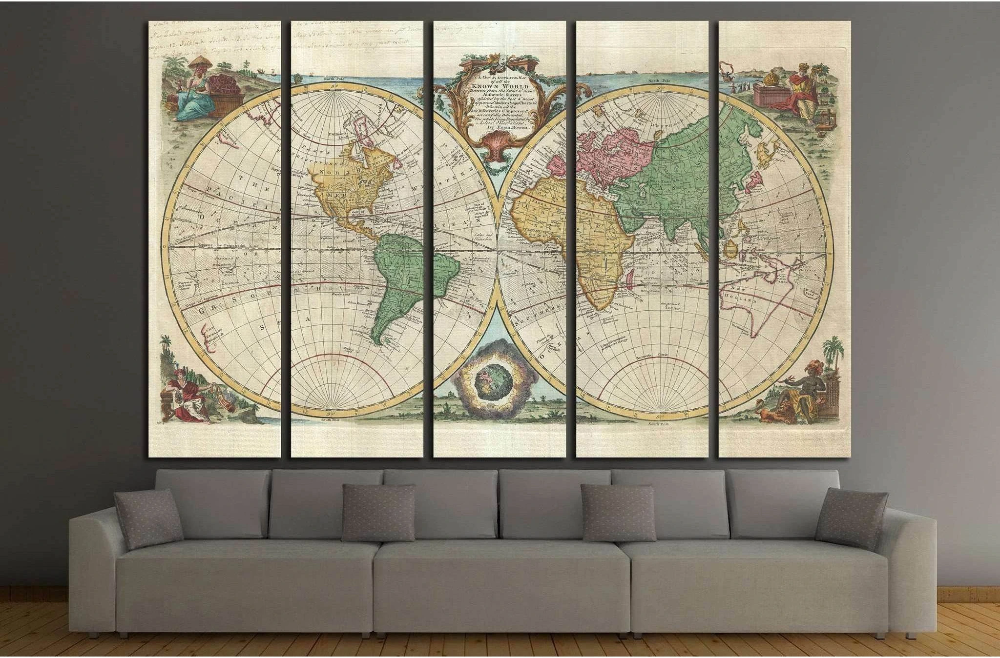 Old World Map №1477 Ready to Hang Canvas Print - Zellart Canvas Prints ALL_Products, s-1477