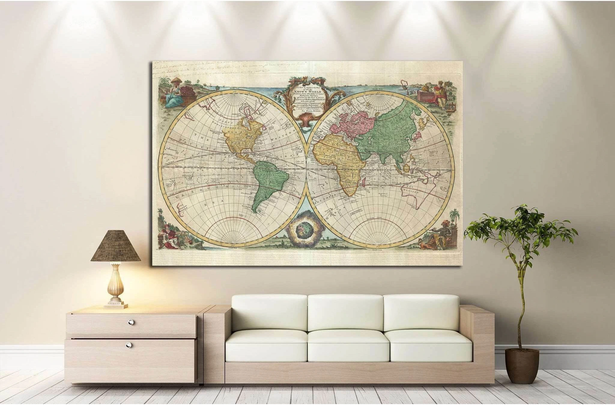 Old World Map №1477 Ready to Hang Canvas Print - Zellart Canvas Prints ALL_Products, s-1477