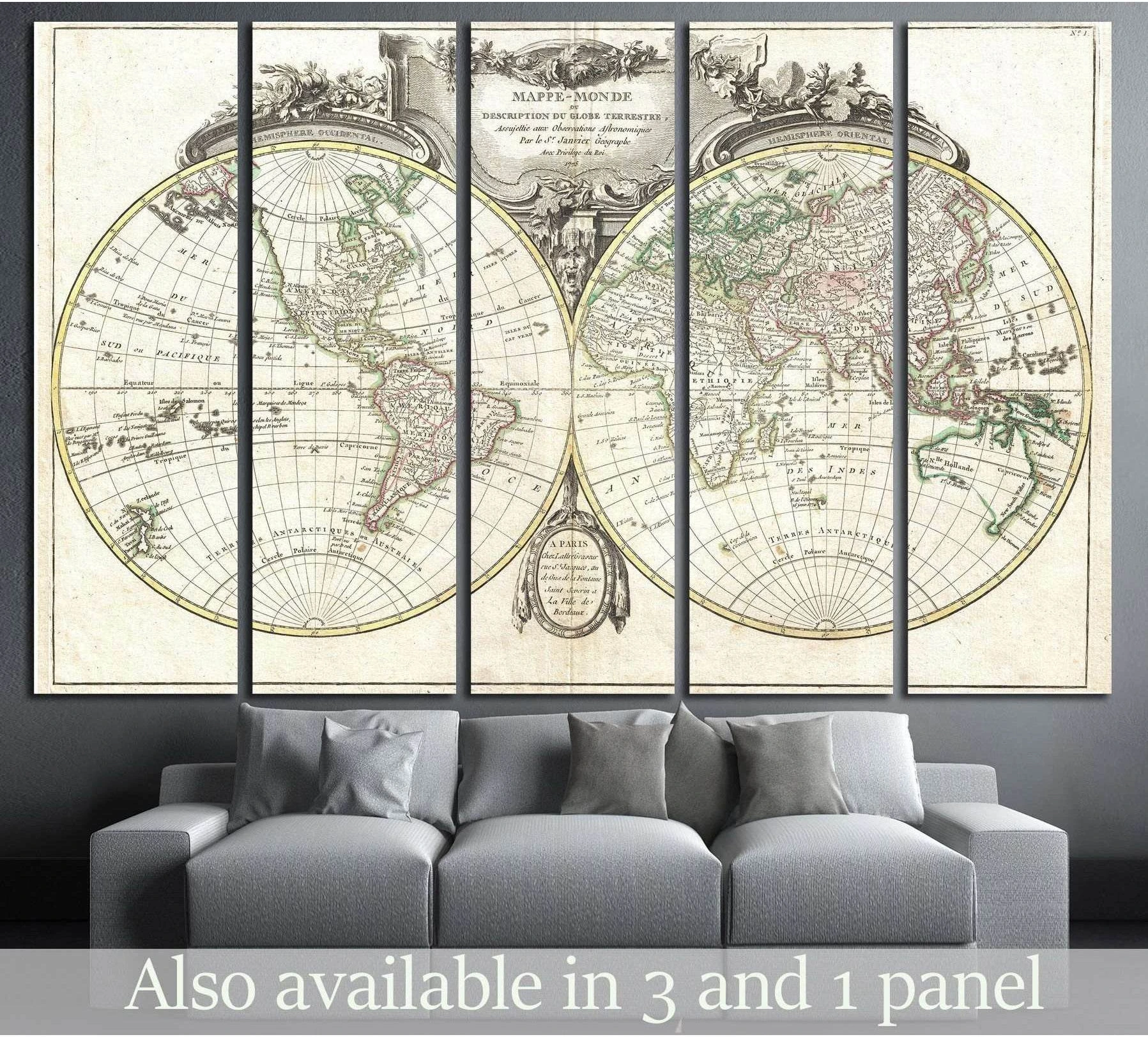 Old World Map selected for maps and navigation memory in modern nautical wall art.